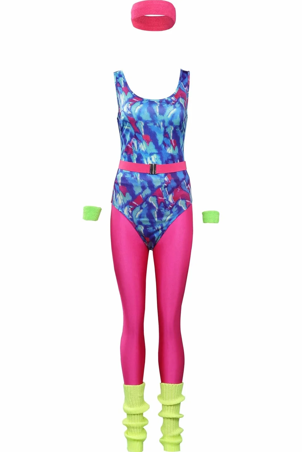 Rretro kostium fitness z lat 80. XX wieku, dres treningowy, spodnie do jogi, spodnie z akcesoriami, zestaw kostiumowy na imprezę