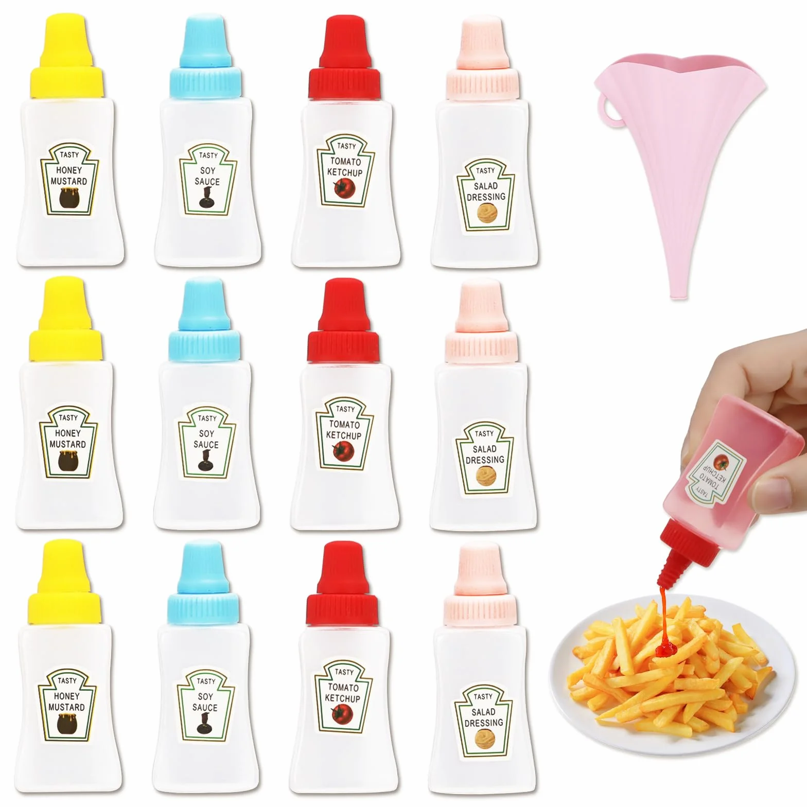 mini butelka do wyciskania, sos z lejkiem, przenośna butelka do ketchupu, butelka do wyciskania, butelki na sosy, do sosów