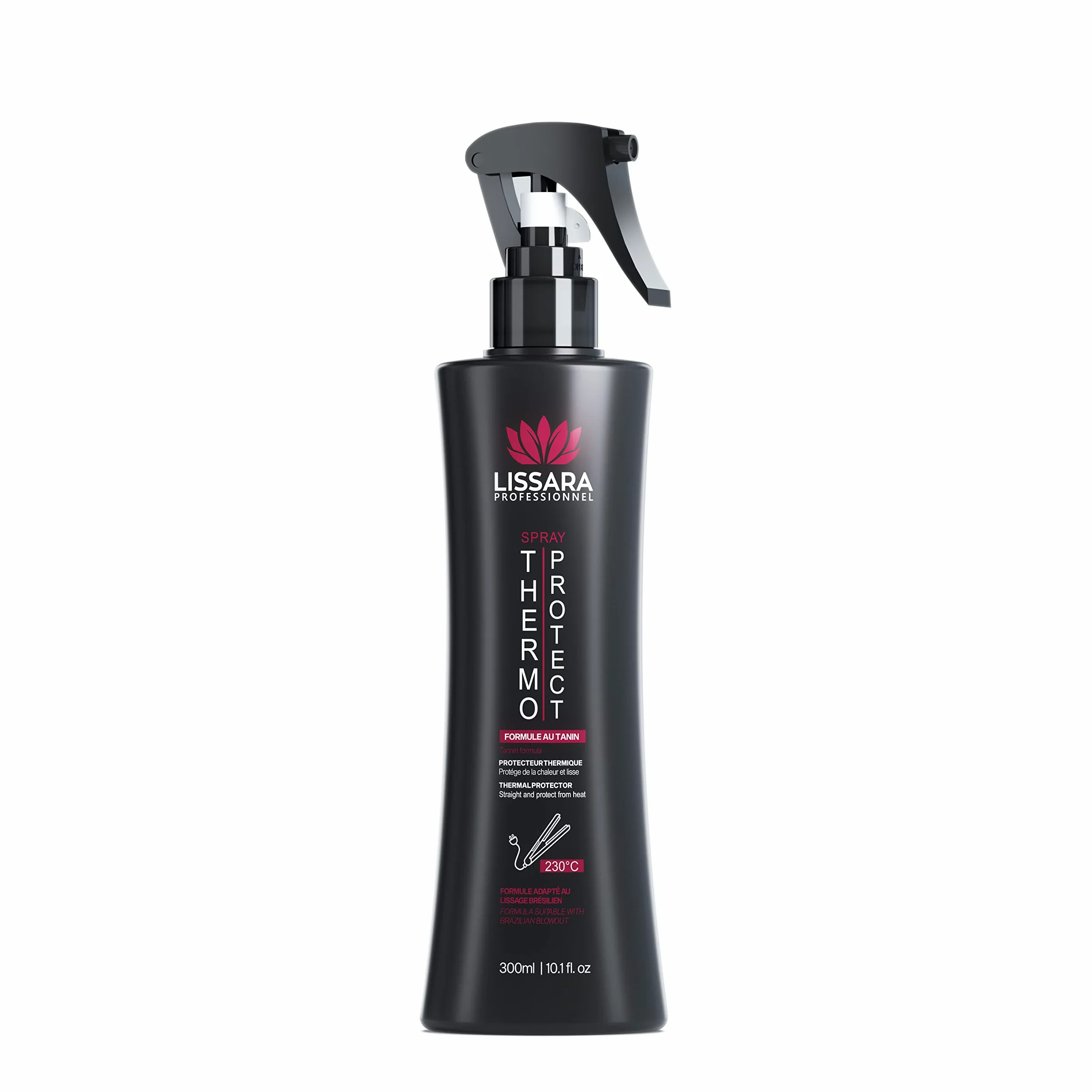 Thermo Protect Lissara Spray z kolagenem i taniną białkową - Pielęgnacja włosów Ochrona przed ciepłem 230 ° C - Naprawa i ochrona bez spłukiwania - Prostownica do włosów i brazylijskie prostowanie - 300ml