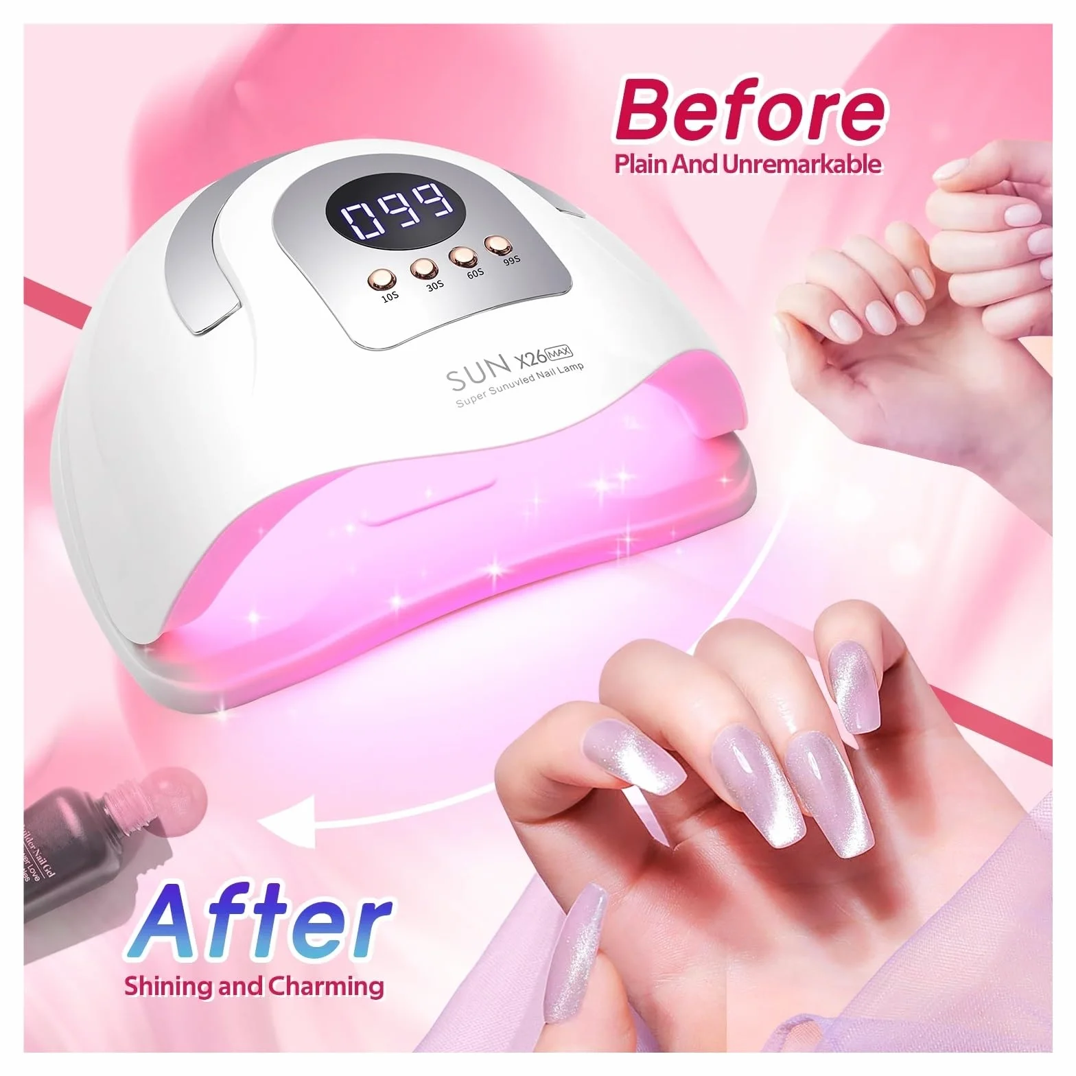 SUN X26 MAX Nail Dryer Machine 380W UV LED Lamp 81LEDS Gel Polish Curing Manicure Lamp Auto Smart Sensor