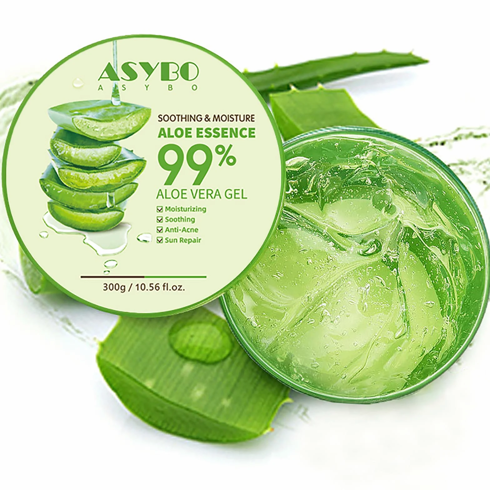 Żel Aloe Vera 300 x 2 ml – 99% czystego aloesu krem nawilżający do twarzy i ciała, naturalny krem z aloesu do suchej skóry, oparzeń słonecznych, trądziku