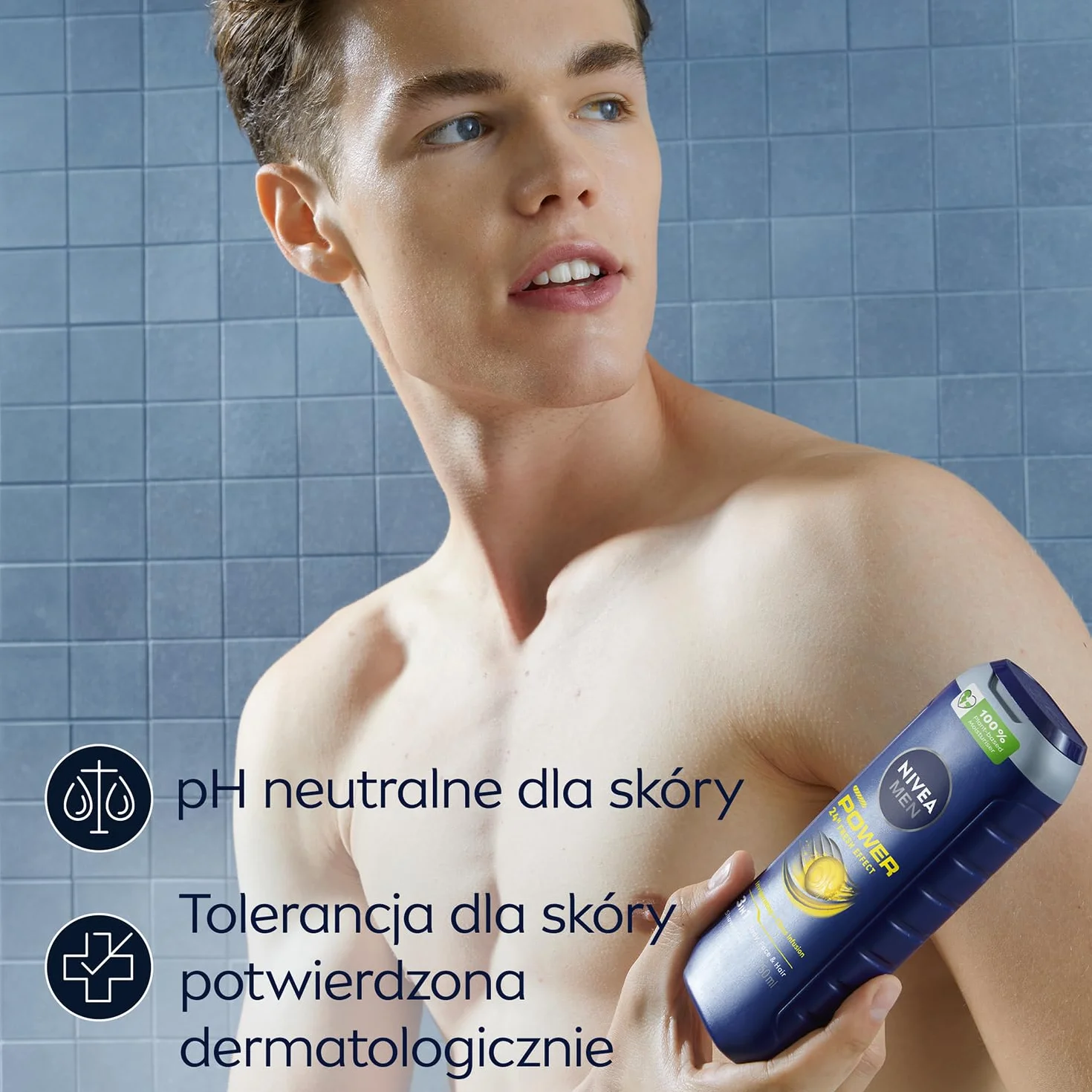 NIVEA MEN Power 24 H Fresh Effect 3w1 Pobudzający żel pod prysznic męski 500 ml