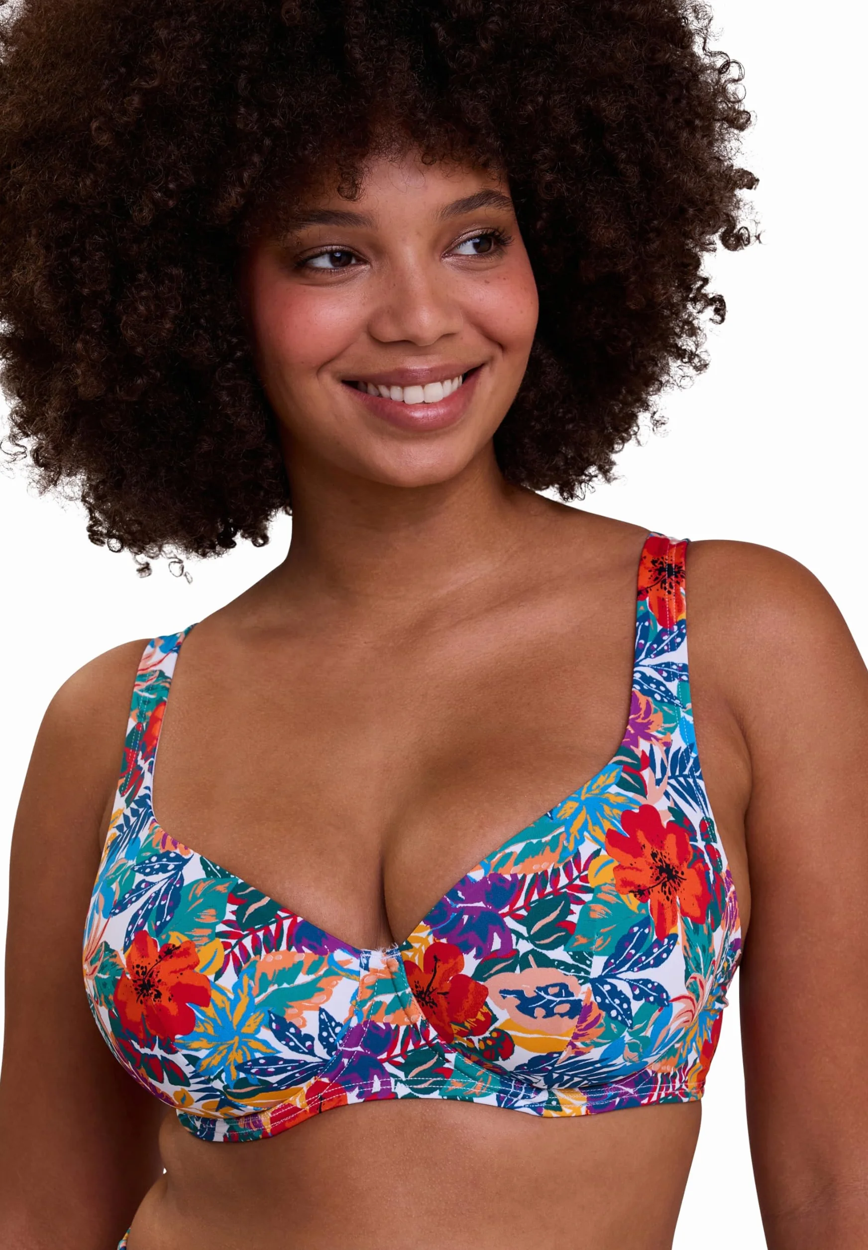 Sans Complexe Curaçao bikini damskie, Wielokolorowy nadruk tropikalny, 85D