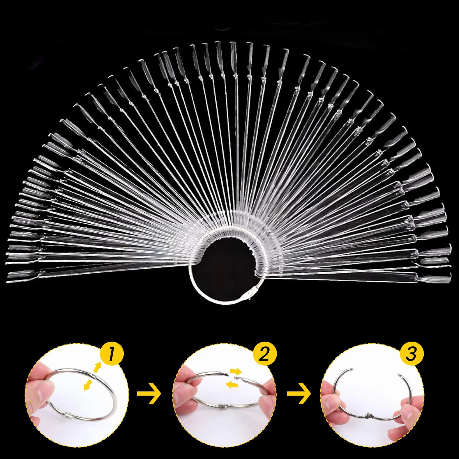 200 sztuk Nail Art Tips Ring Stick Clear Nail Art Tips Display z naklejkami numerycznymi tipsy żelowe akcesoria do ekspozycji i praktyki "zrób to sam" Nail Art Art Art dla początkujących