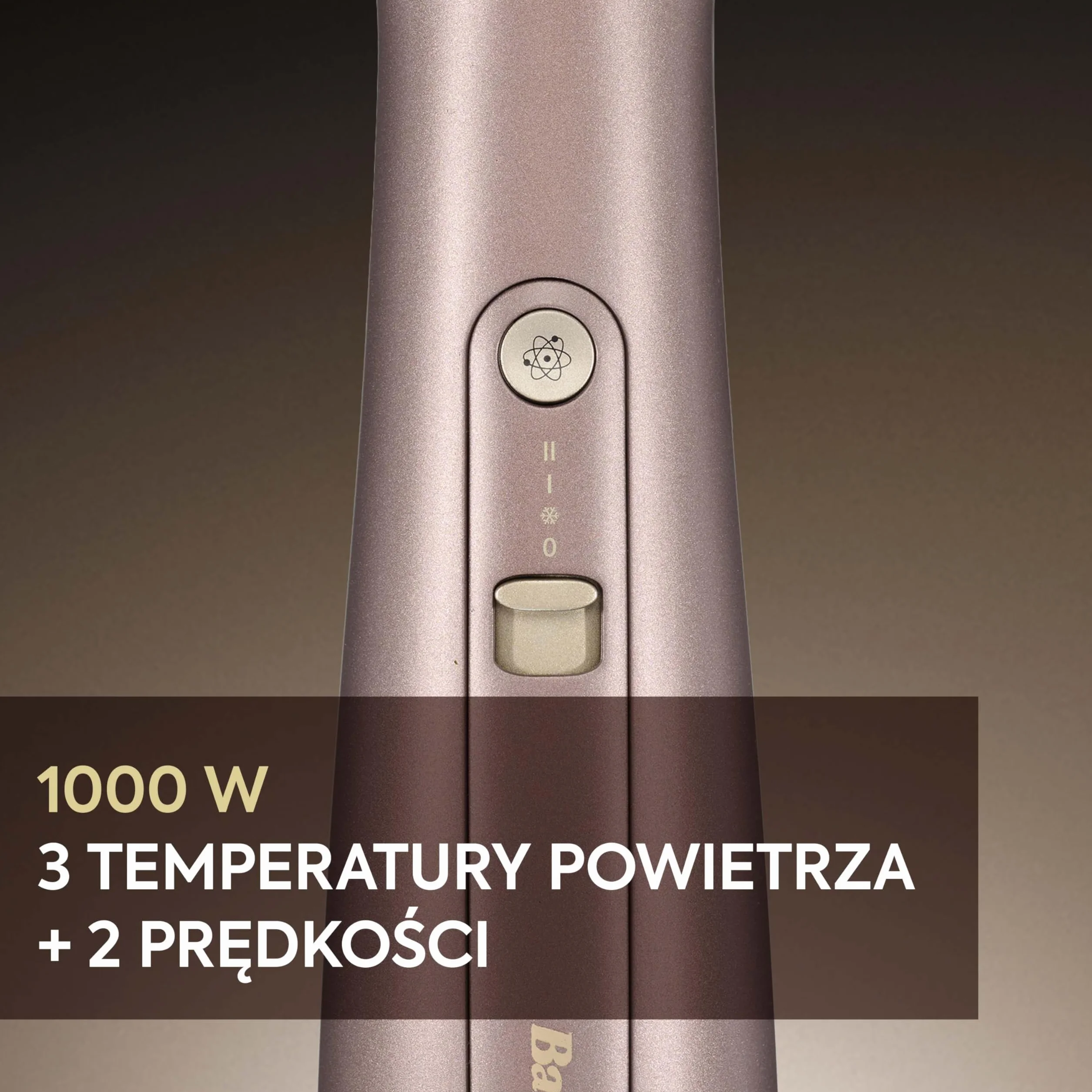 Suszarko lokówka do włosów BaByliss Air Power Volume 2 w 1 - tryby na mokro i na sucho, wygładzająca szczotka do suszenia z 3 ustawieniami temperatury, jonizacja i ceramika, złota, AS95E