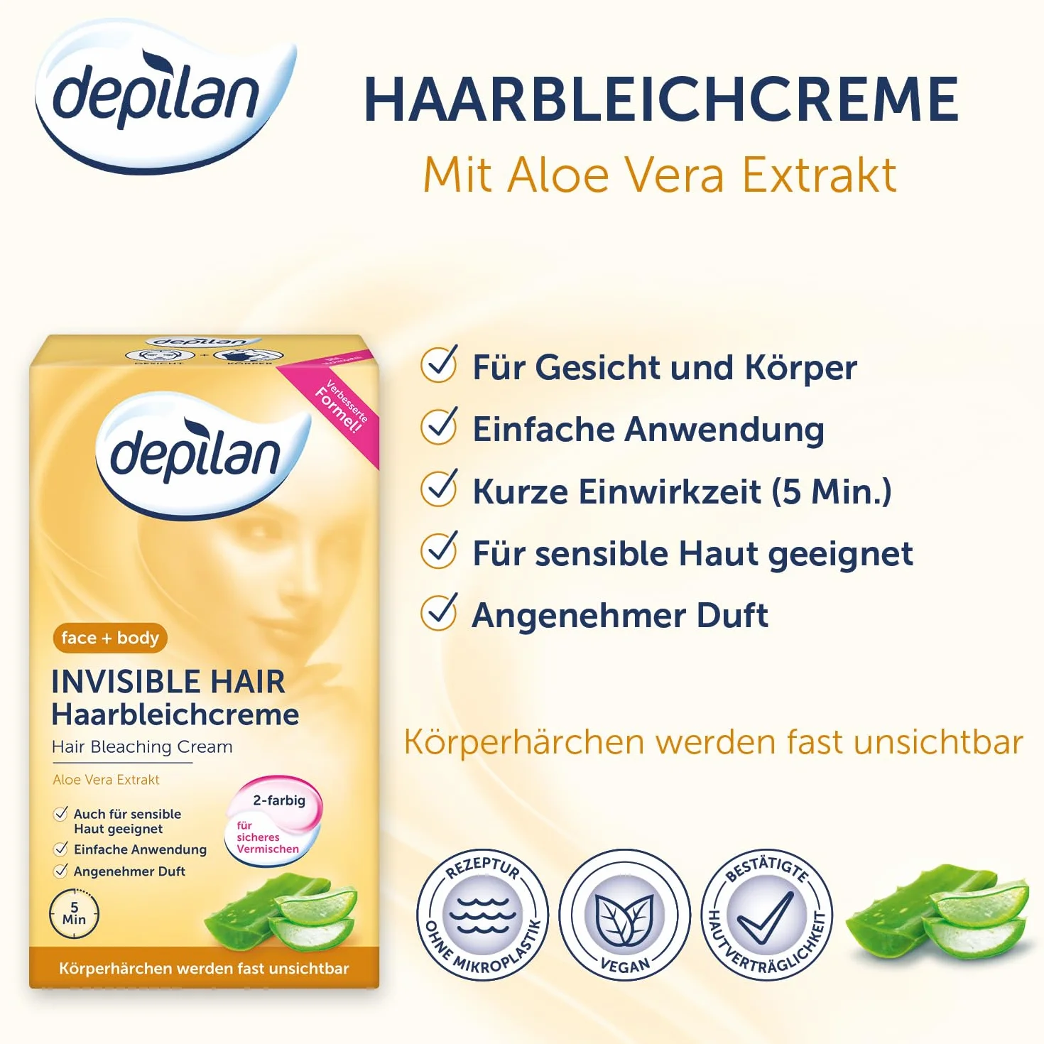 Krem wybielający do twarzy Bleaching Depilan invisilbe Hair krem wybielający (1 opakowanie po 2 x 50 ml)