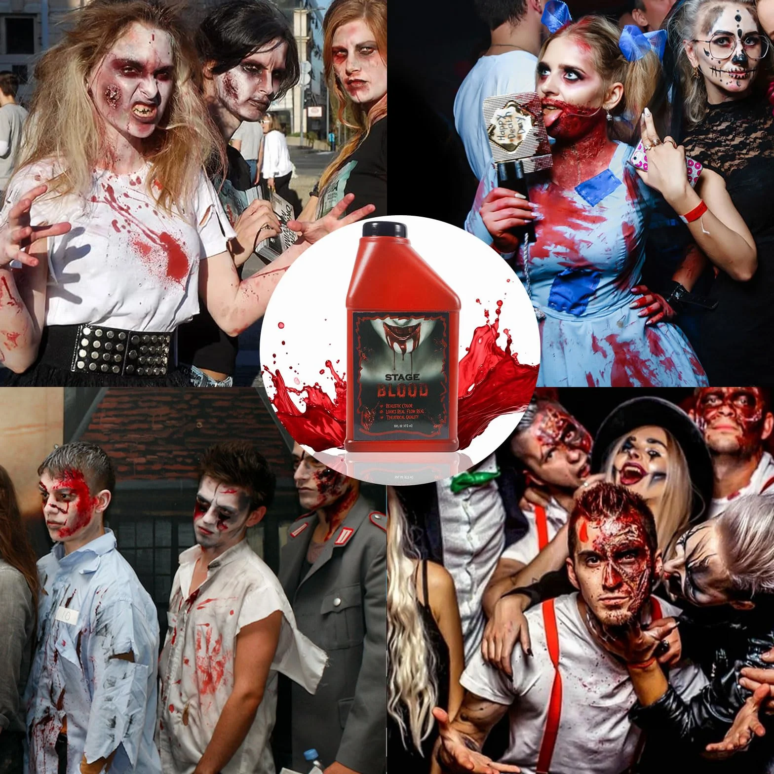 473ml Sztuczna Krew na Halloween, Płynna Krew Halloween, Sztuczna Krew, Realistyczna i Straszna do Zombie, Wampirzych Zębów, Przebrania i Makijażu Potworów, Sztuczna Krew do Skóry