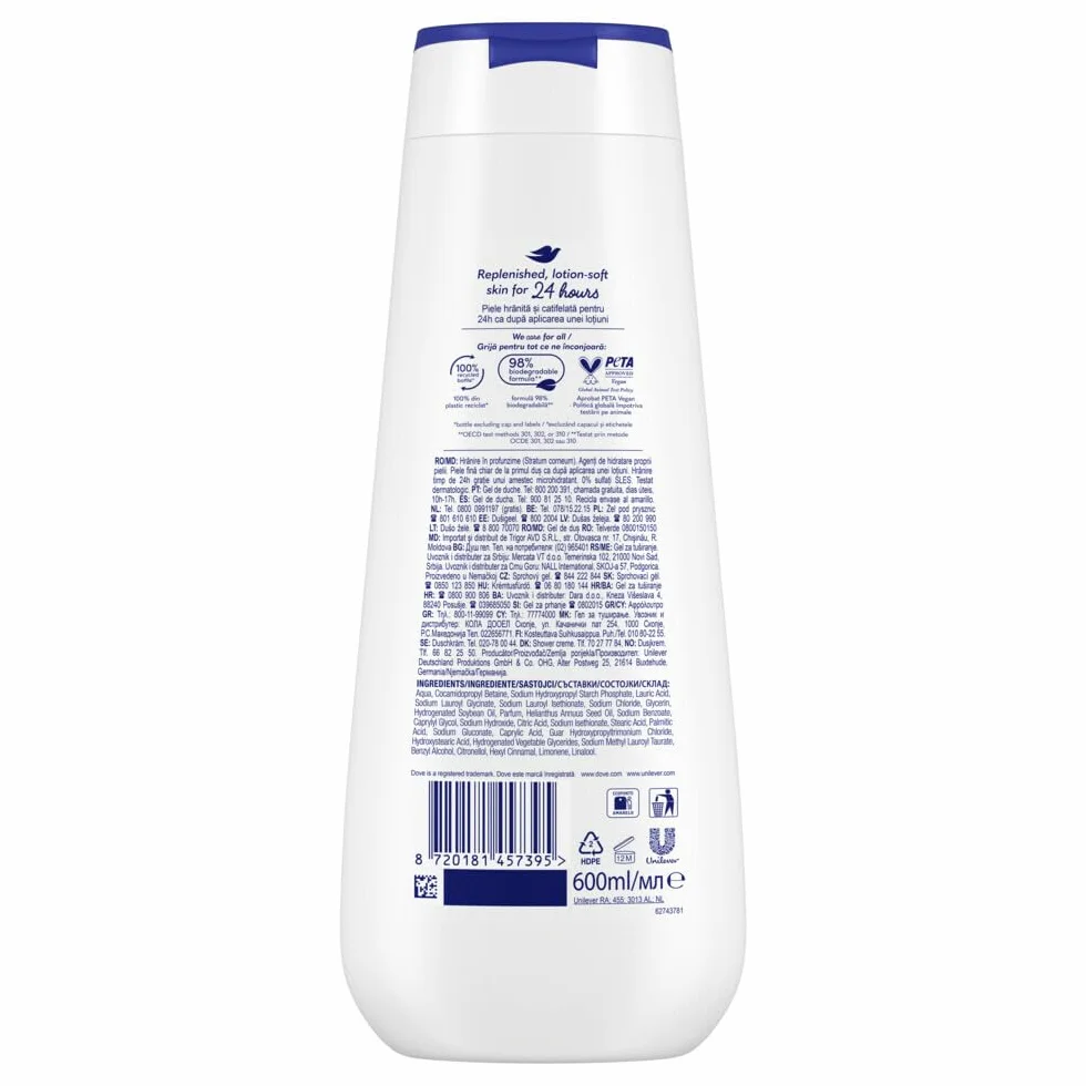Dove Advanced Care żel pod prysznic głęboko nawilżający naturalne nawilżające 600 ml