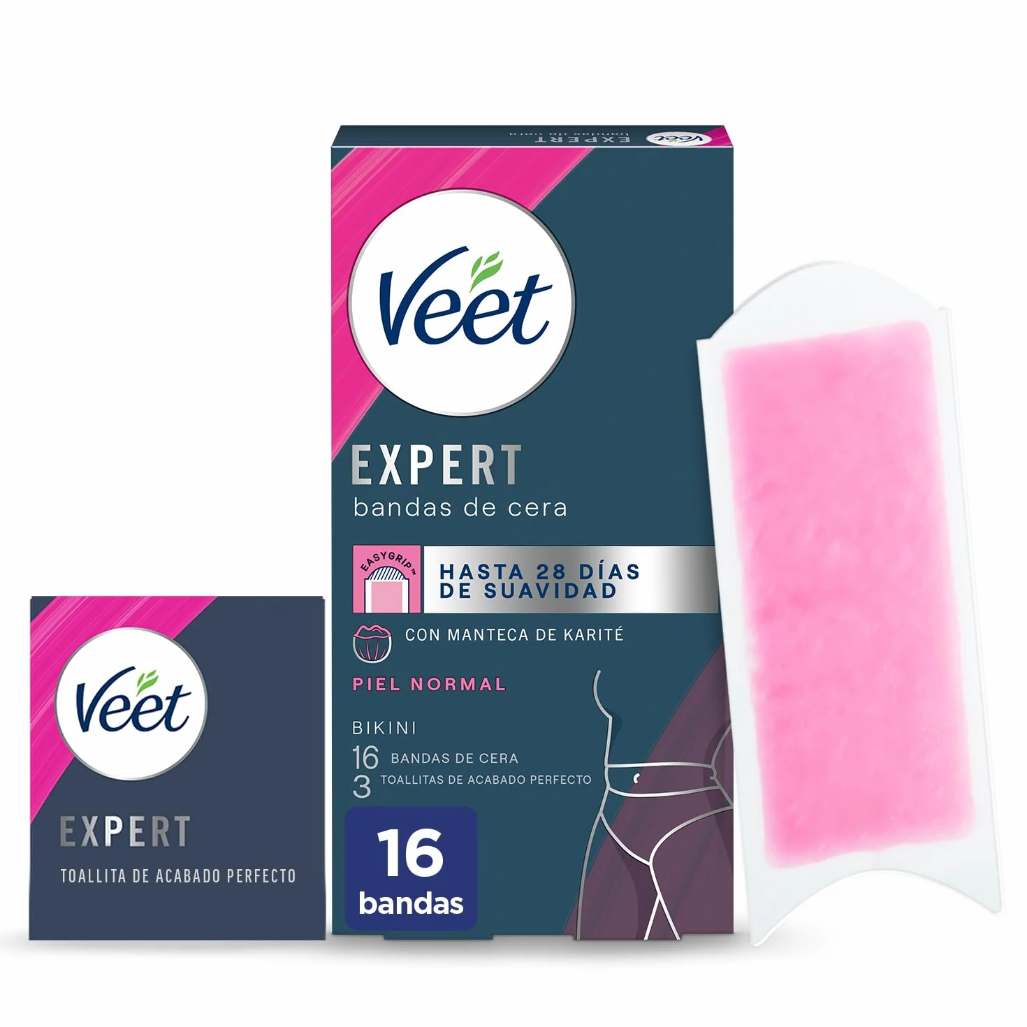 Veet Expert 16 pasków do depilacji z zimnym woskiem do depilacji angielskiej części bikini z masłem shea