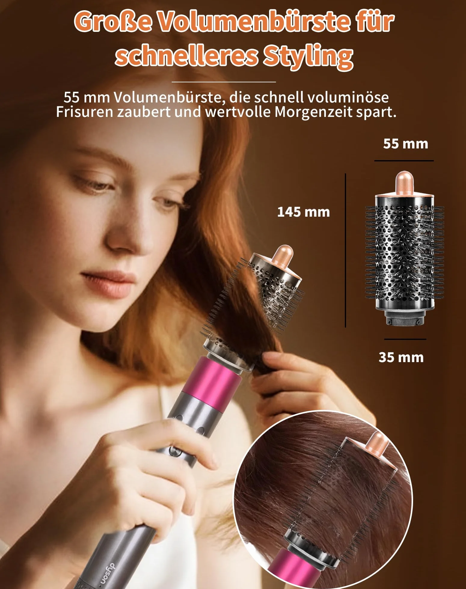 Dyson Ulepszona okrągła szczotka objętościowa do akcesoriów Airwrap HS01 HS05 szczotka objętościowa do miękkich i płaskich włosów, złota