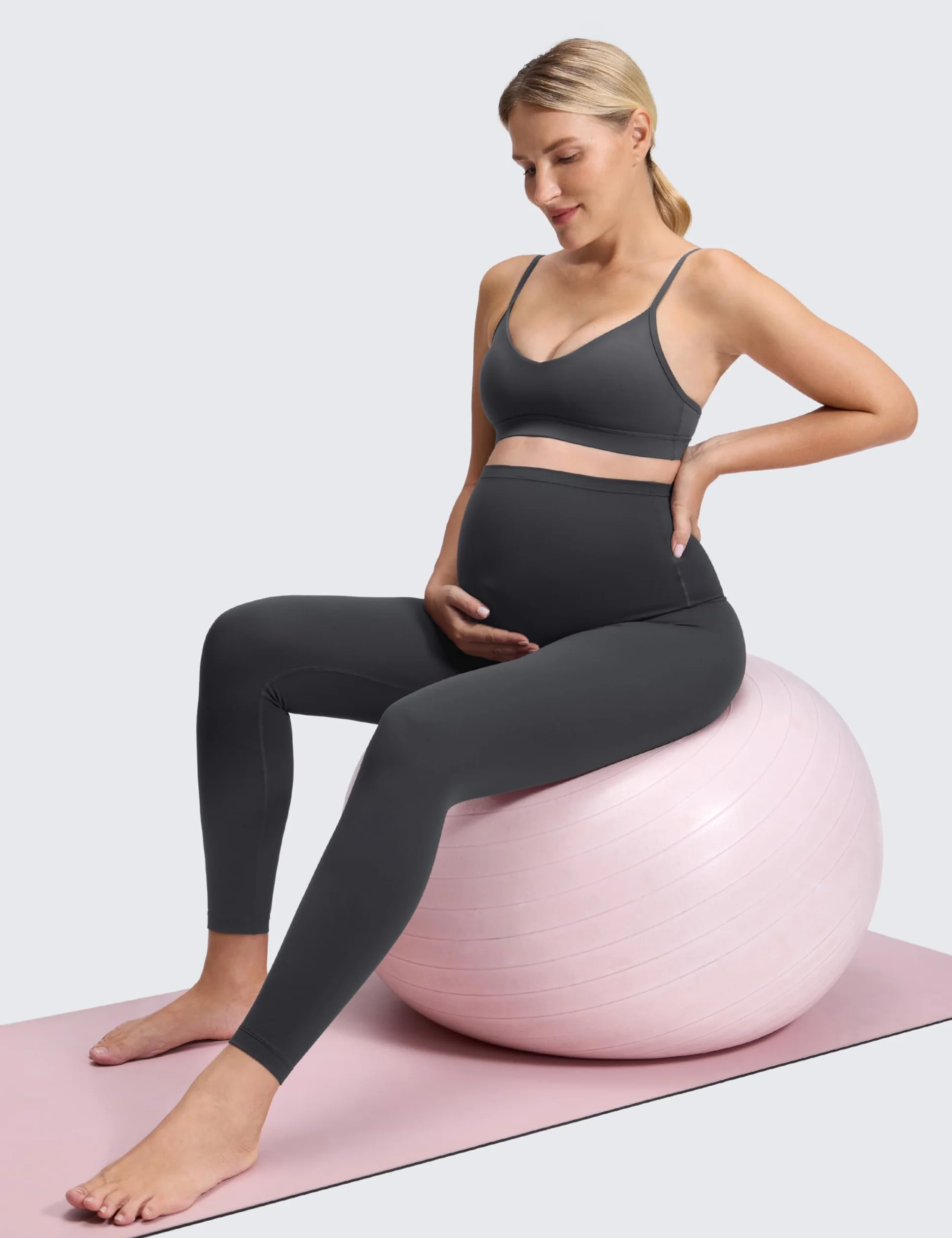 CRZ YOGA Damskie legginsy ciążowe Butterluxe 25/28" - Legginsy treningowe Over Bump Ciążowe spodnie do jogi z miękkim wsparciem brzucha