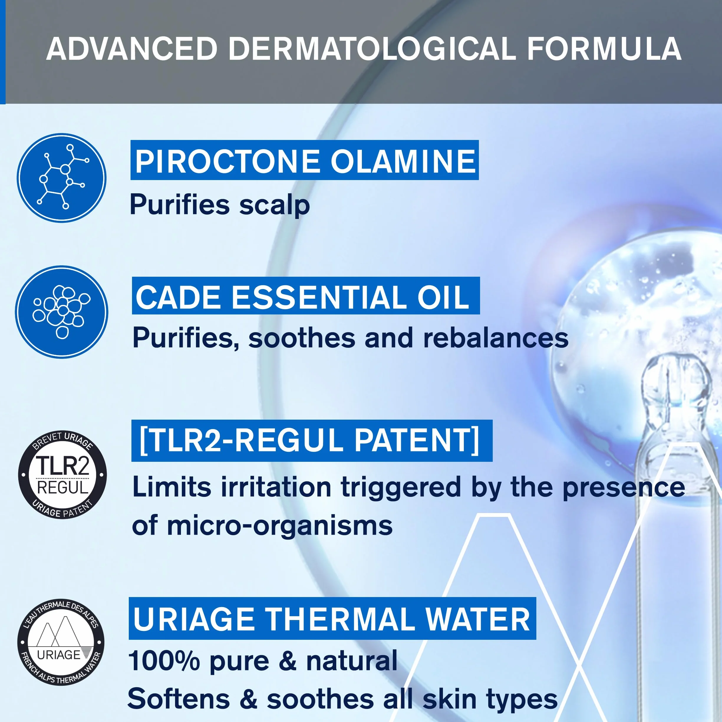 Uriage DS Hair Anti-Dandruff Lotion with Puroctone Olamine & Cade Essential Oil - Reduces Flakes & Instantly Soothes Itching - For Severe Dandruff & Irritated Scalp - Fragrance-free - 100 ml