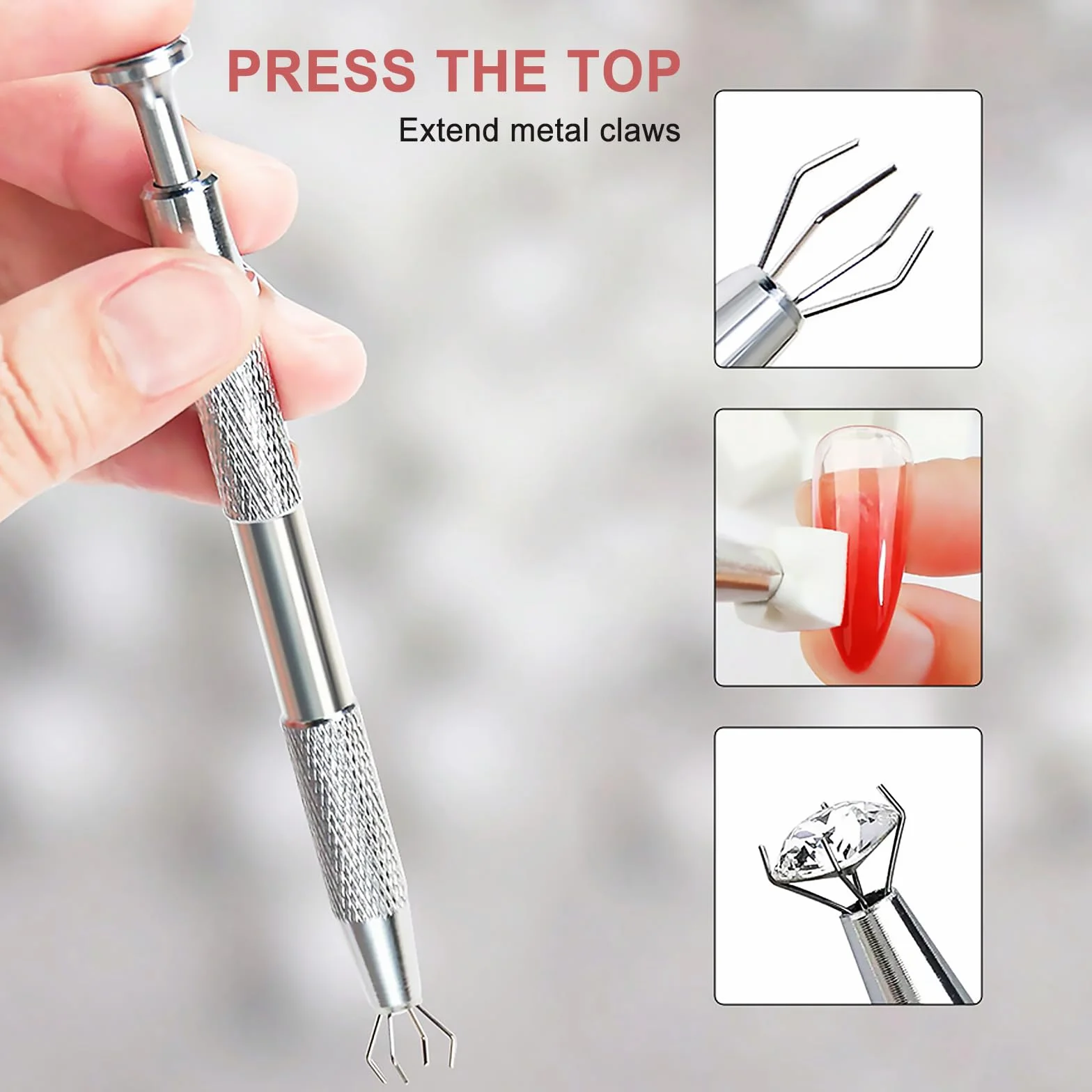 Qufiiry 200 sztuk Nail Art Schwämme mit Metallgreifer, Schwammpinsel, Maniküre Zubehör