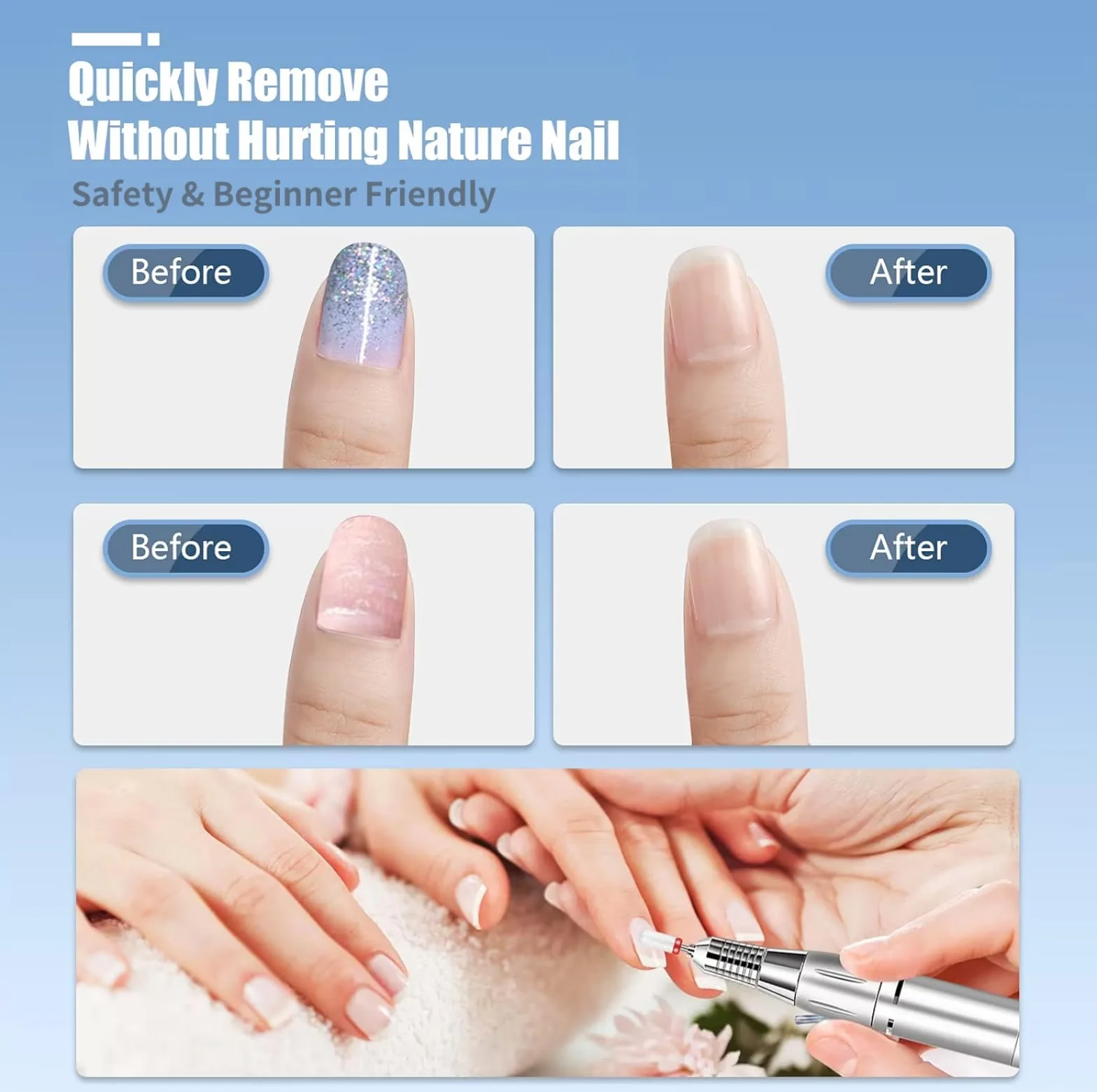 Depvko Zestaw wierteł do paznokci, 13 szt., węglik wolframu + 3 szt. ceramiczny efile + 6 szt. diamentów + 1 szczotka 0,2 cm do manicure, pedicure, salonu domowego