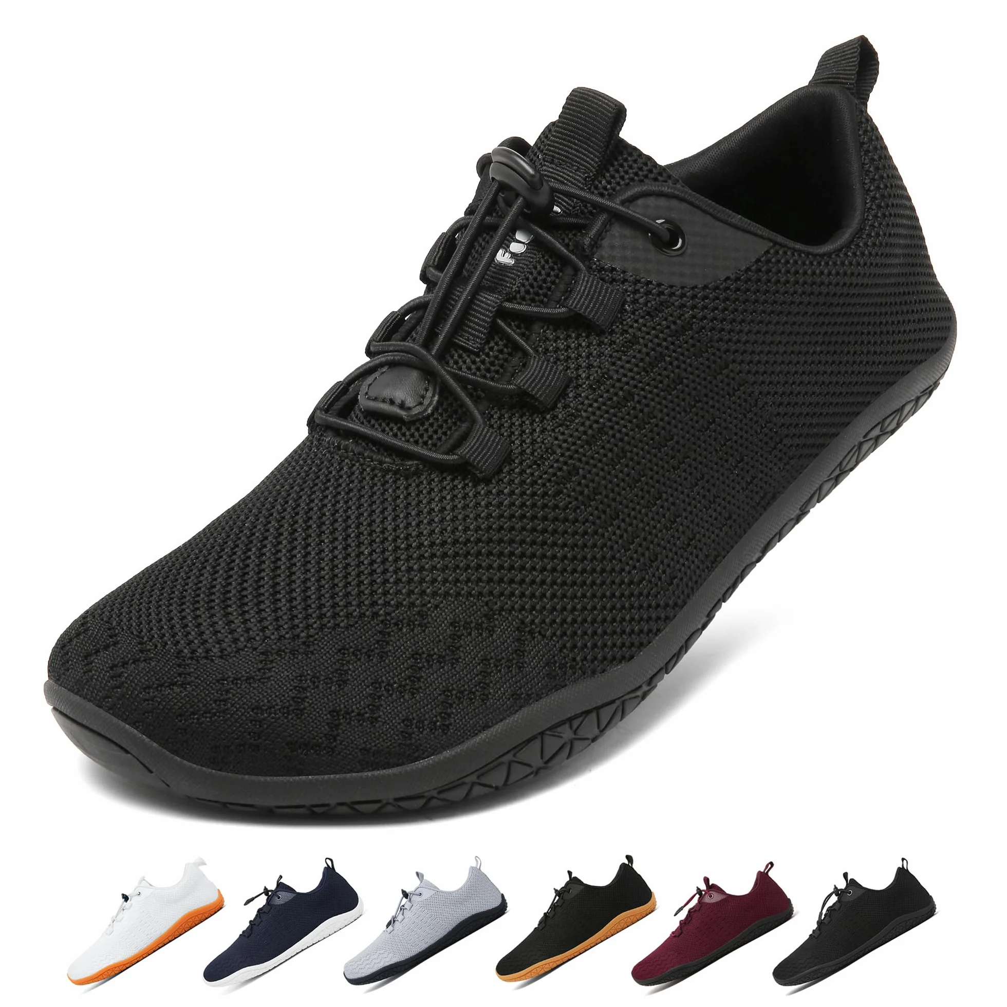 Geweo Buty Barefoot Mężczyźni Kobiety Lato Barefoot Shoes Szeroką Skrzynką na Palce Lato Oddychające Buty do Biegania Buty do Treningu Lekkie Wygodne Buty Fitness Sneaker Unisex Czarny 45EU