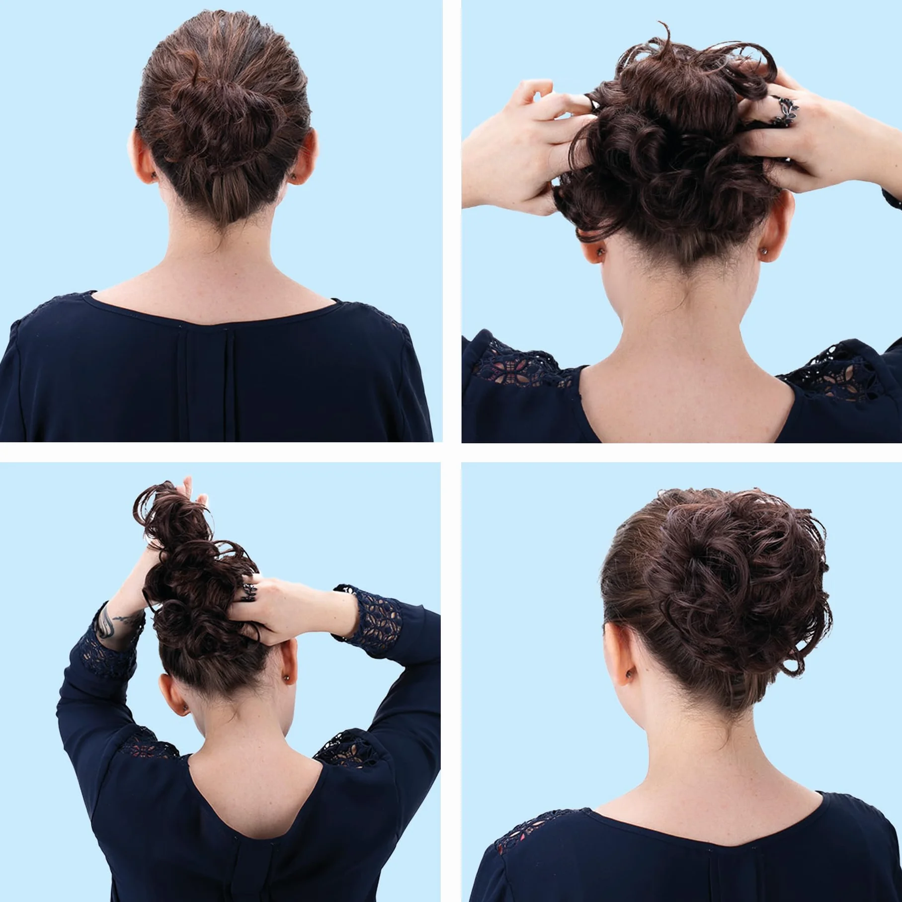 CAISHA XL Scrunchie Przedłużanie Włosów Gumki Do Włosów Kok Ciemny Czekoladowy Brąz