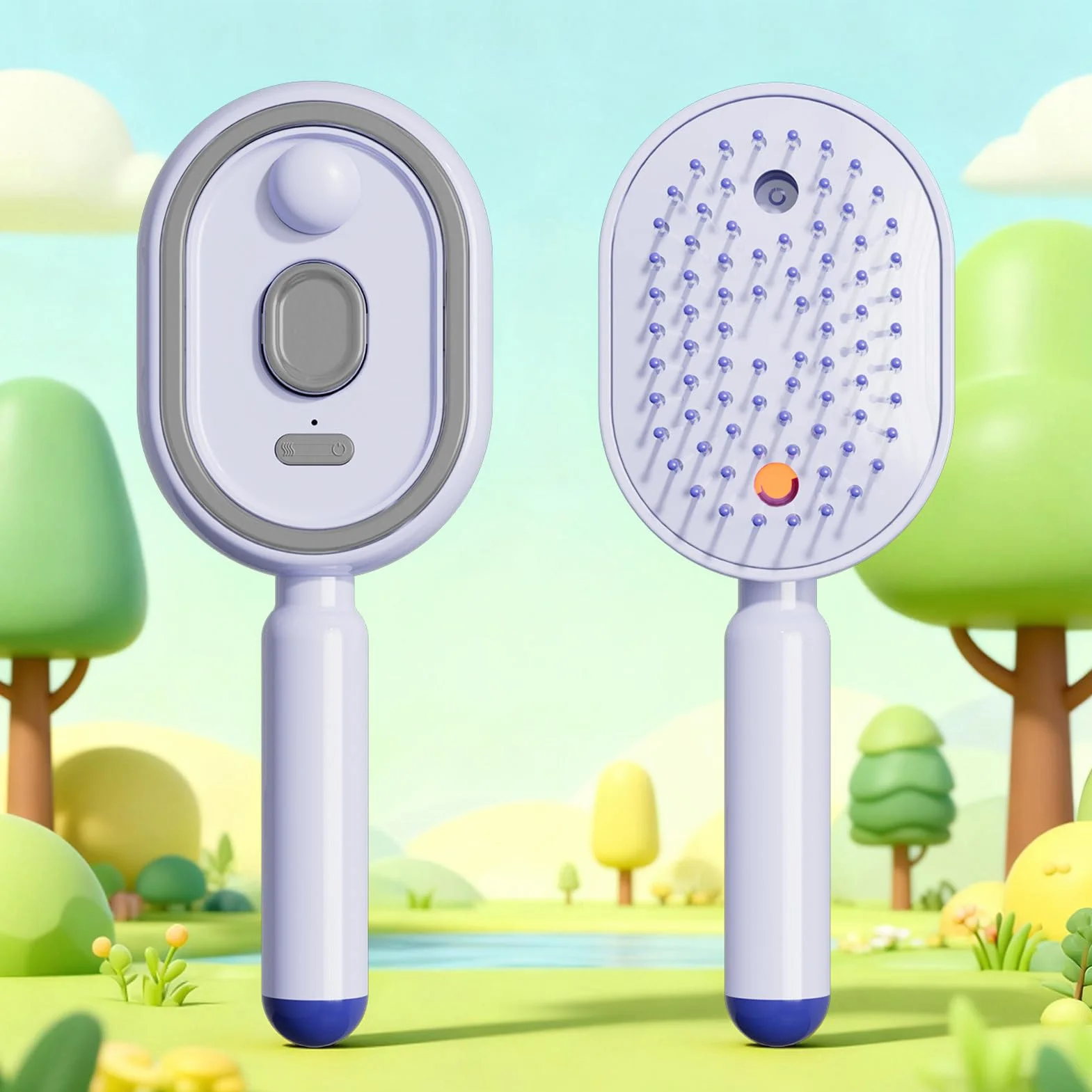 Wet Hair Brush - Vibration Misting Tool for Home Spa Styling Grooming Use | Electric Air Cushion Design with Red Light Feature Soft Bristle Layout Adds Shine Smooth Glide for Women Girls Daily Clean