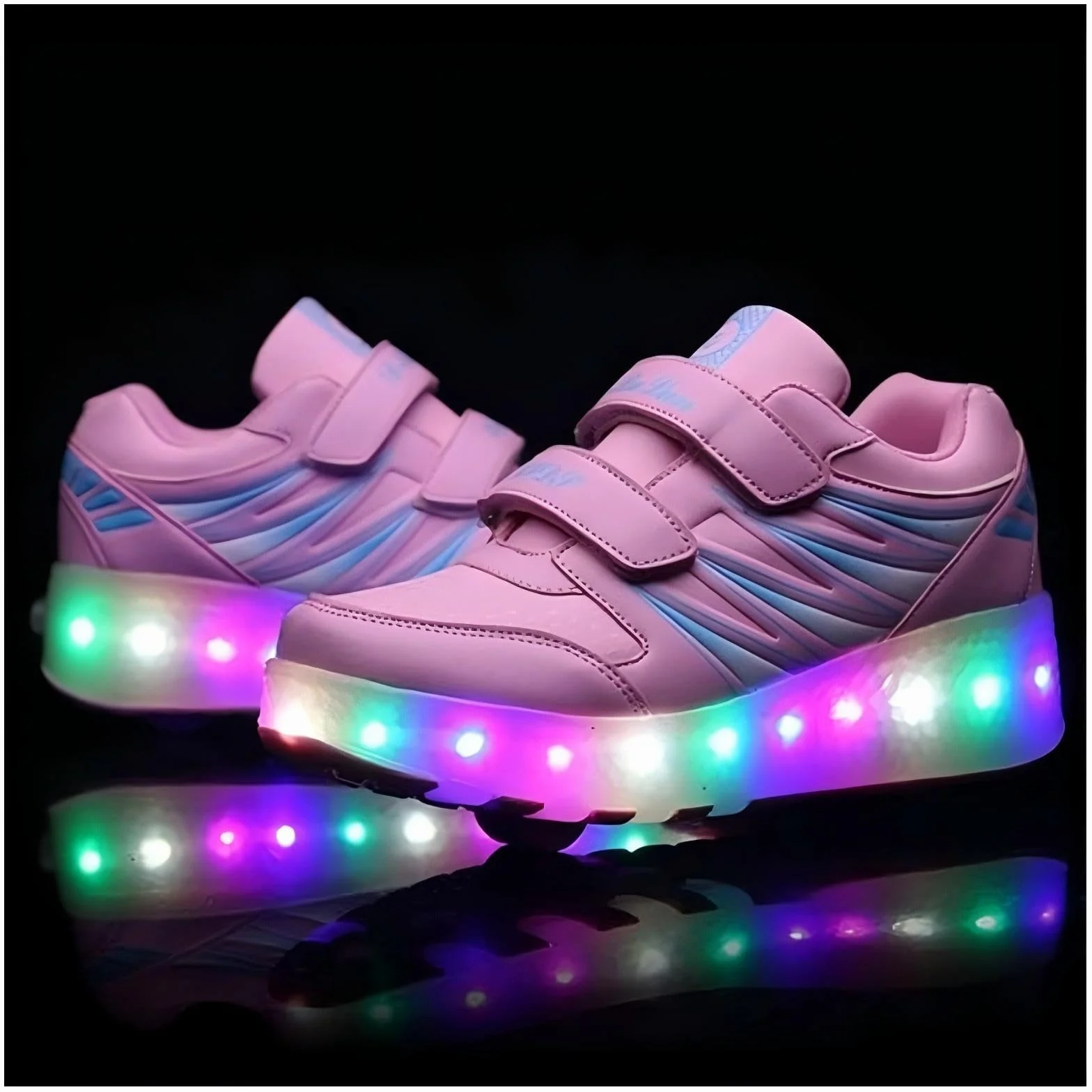 Dziecięce buty z kółkami podświetlane LED Sneakersy z akumulatorem USB Podwójne koło Outdoor Skateboard