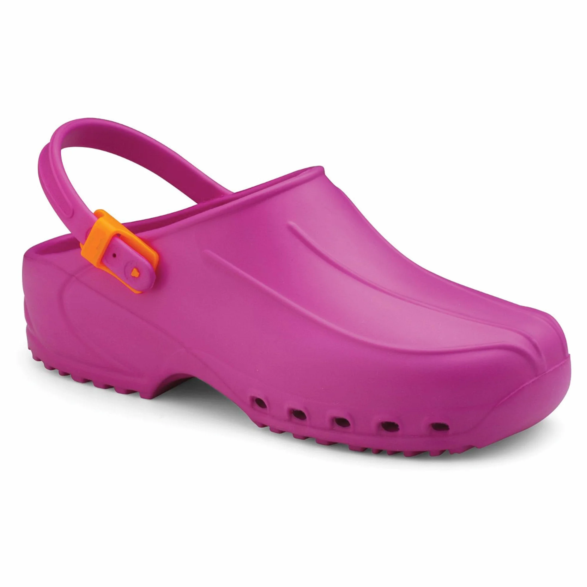 Gima - Ultralekkie, anatomiczne, antypoślizgowe, antystatyczne chodaki robocze unisex z paskami, nieperforowana górna część, boczne otwory, fuksja, rozmiar EU 37, 1 para