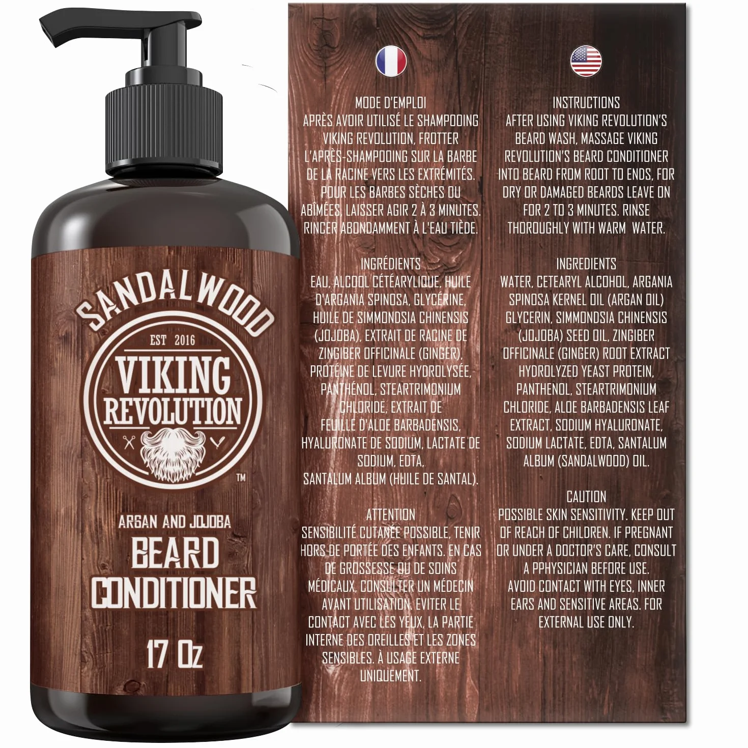 Viking Revolution - Szampon do brody - Pielęgnacja brody dla mężczyzn z olejkiem arganowym i jojoba - zmiękcza i wzmacnia - Zapach z drzewa sandałowego - 500 ml