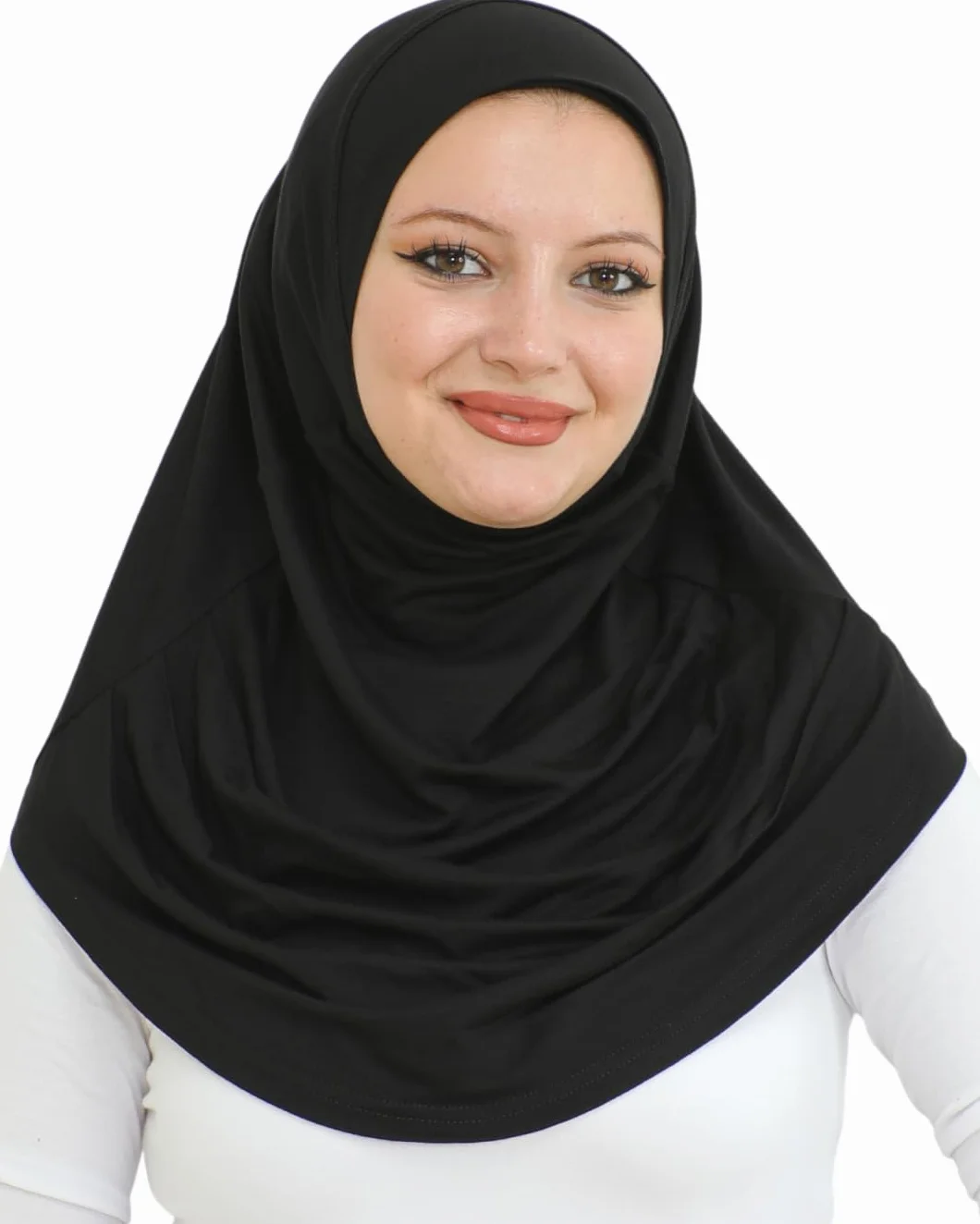 Prien Zwykły gotowy do noszenia hidżab dla kobiet, muzułmańskie turbany, miękki szalik z dżerseju, ubrania islamskie, długie hidżaby, Abaya, Czarny, Standard