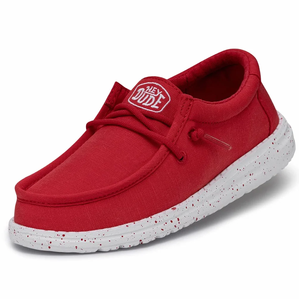 Hey Dude Wally Youth Slub Canvas Moccasin, czerwony, 31 EU, czerwony, 31 EU