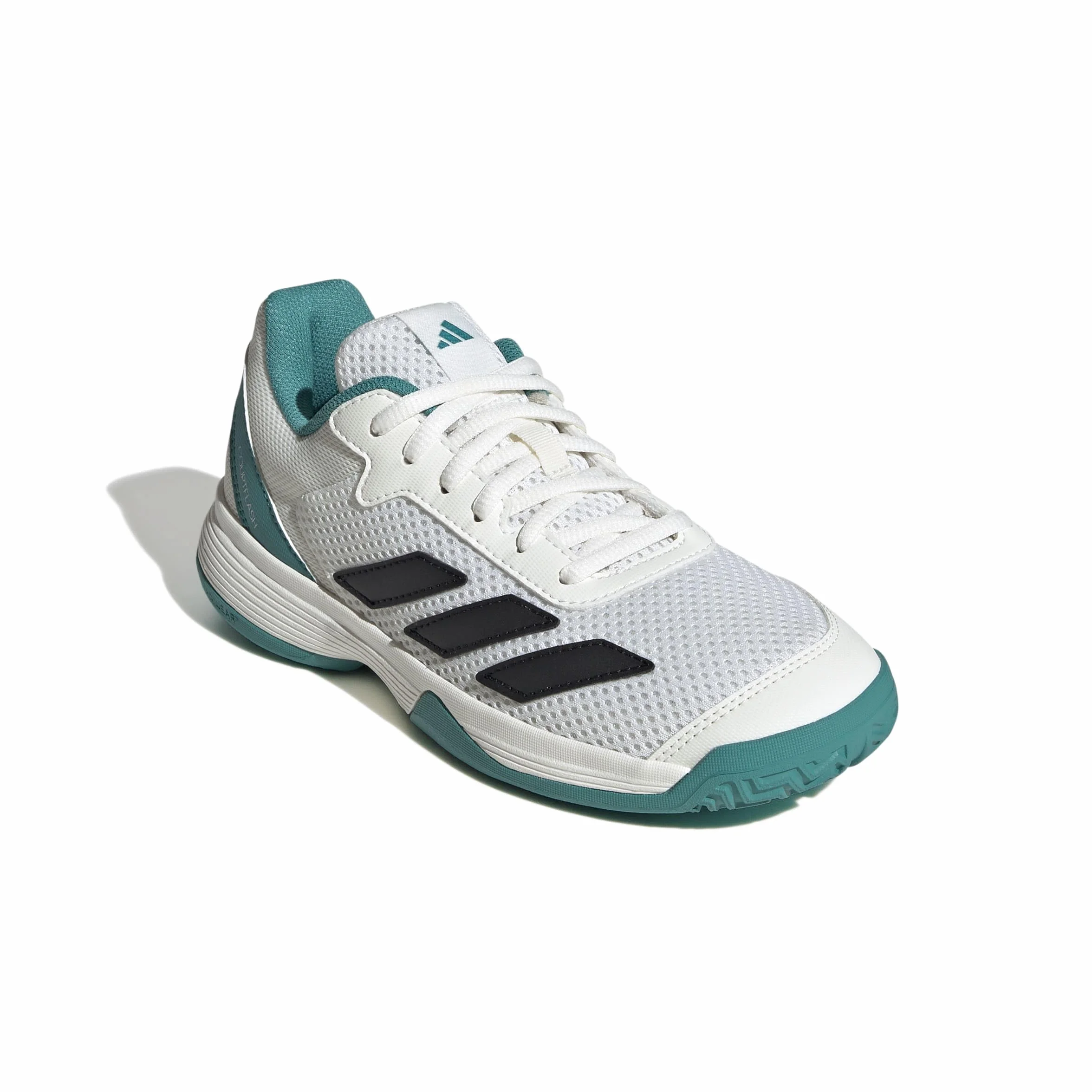 adidas Uniseks - dzieci Courtflash Kids Tennis Shoes, Cloud White/Pure Teal/Off White, 38 2/3 EU
