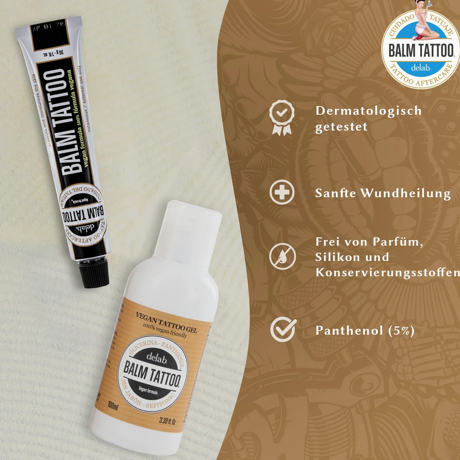 BALM TATTOO Vegan Pack Tattoo Cream Cleansing Gel Aftercare Skin Moisturiser 30 g 100 ml