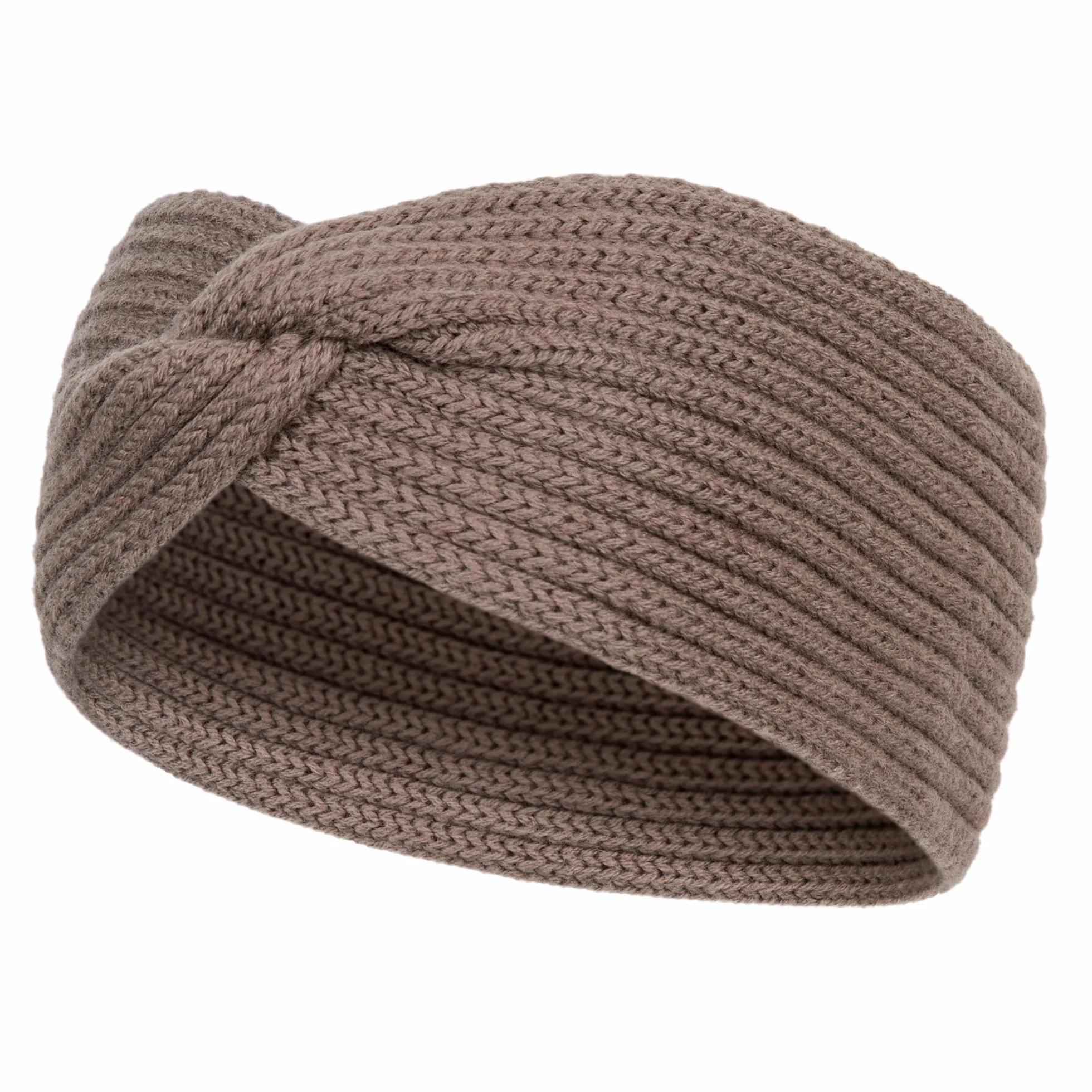 molti Damska zimowa opaska na czoło ze 100% wełny merynosów, opaska na włosy, 55-60 cm, ciepła, miękka, elastyczna, modna alternatywa dla czapki, prążkowana dzianina (Mokka)