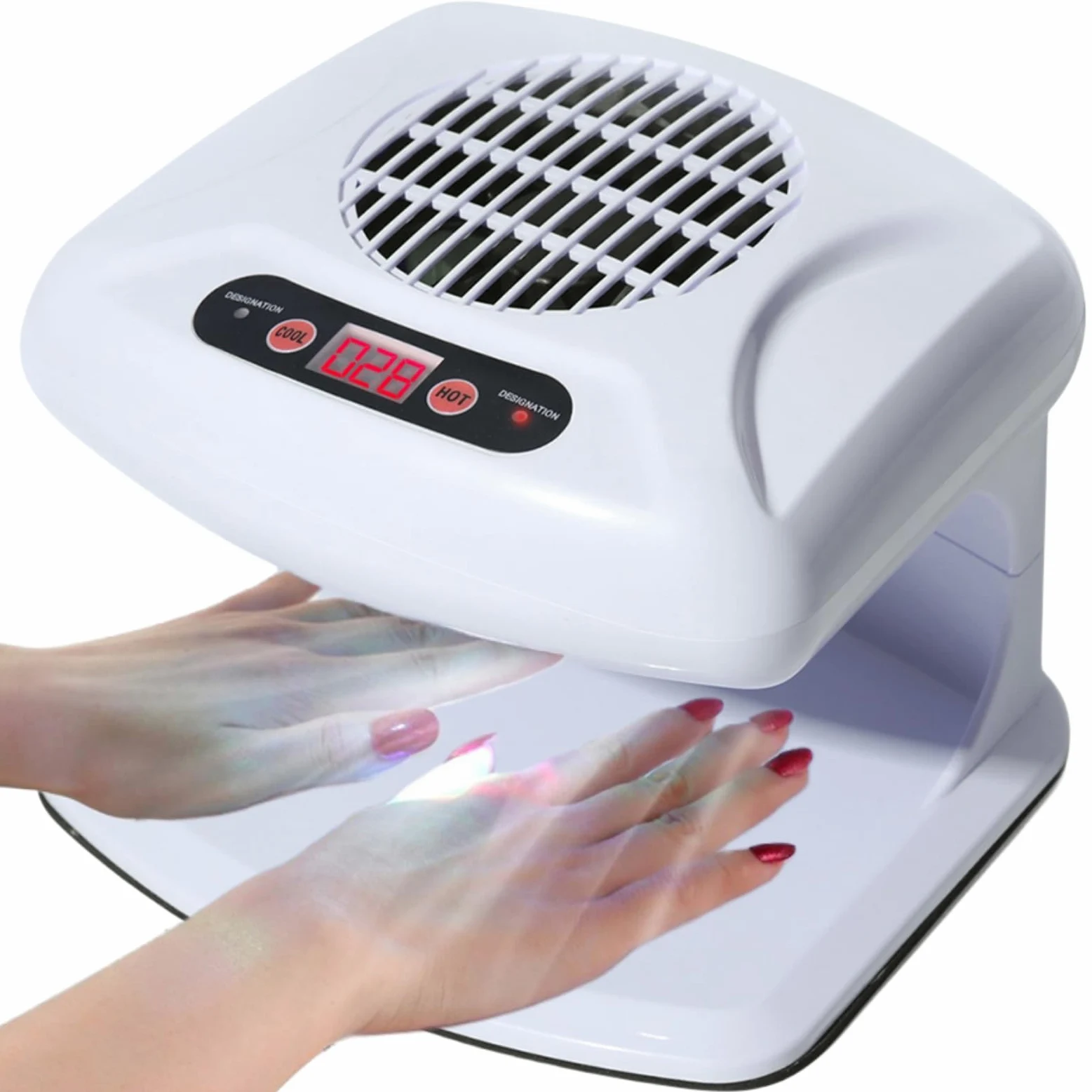 Suszarka do Paznokci na Powietrze do Obu Rąk i Stóp 300w Air Nail Fan Suszarka Nadmuchowa do Zwykłego Lakieru do Paznokci z Gorącym i Chłodnym, Automatycznym Użyciem