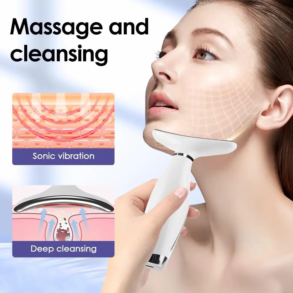 Elektryczny masażer do twarzy Lifting przeciwzmarszczkowy 5℃ Zimna i 45℃ Terapia ciepłem 6 trybów 4 diody LED EMS Gua Sha