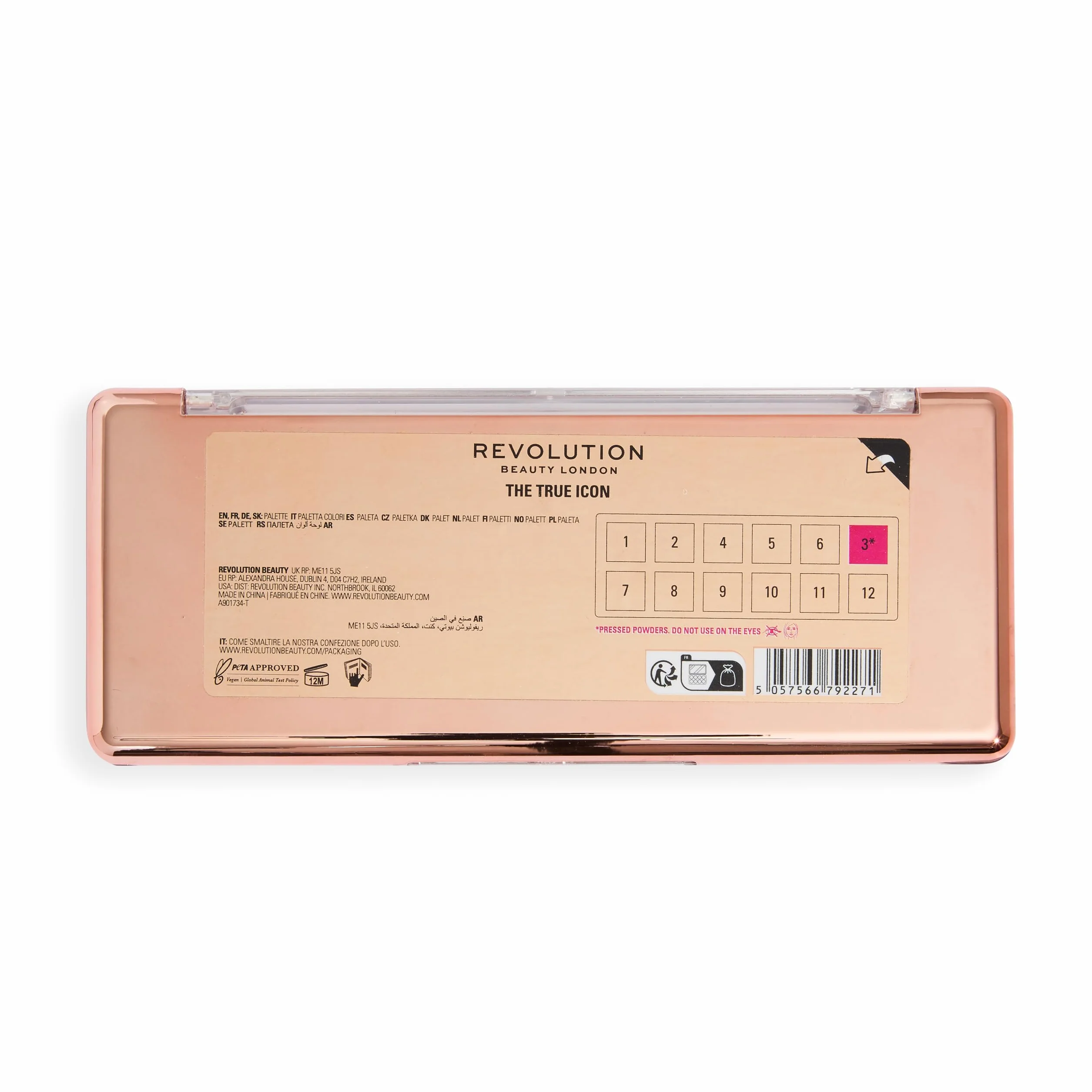 Revolution Beauty paleta Ikon 12 kolorów matowe błyszczące brąz True Icon