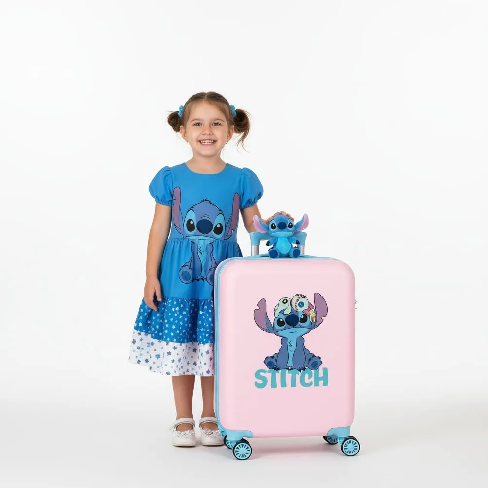 Joumma Disney Stitch różowa walizka kabinowa 38 x 55 x 20 cm sztywny 2 kg zamek szyfrowy z boku ABS 2 kg 35 l bagaż podręczny, Różowy kolor, Talla única, walizka kabinowa