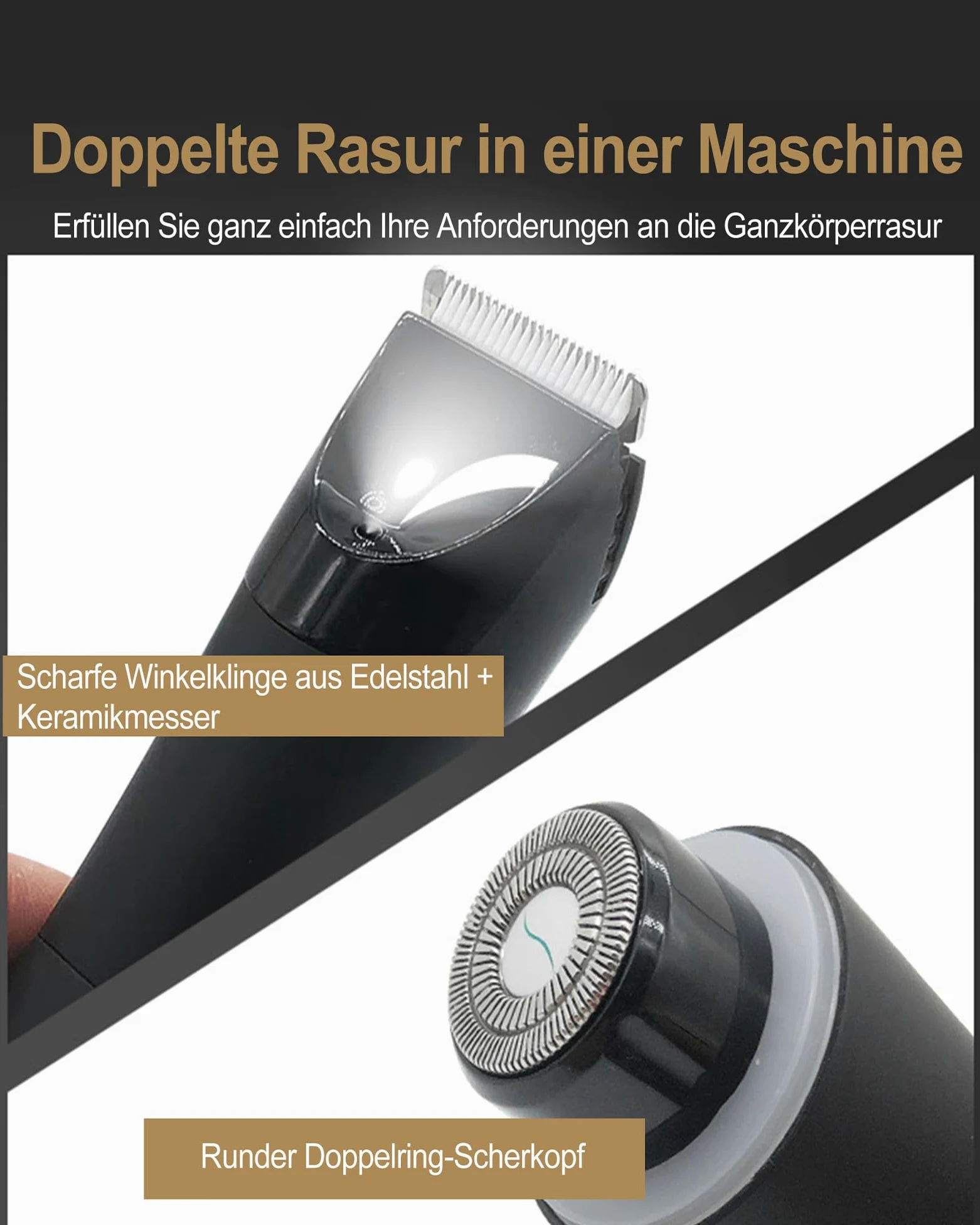 Elektryczna golarka intymna dla mężczyzn: golarka męska z oświetleniem LED i wyświetlaczem USB, możliwość ponownego ładowania, wodoszczelny, z nasadkami grzebieniowymi, do ciała, klatki piersiowej,