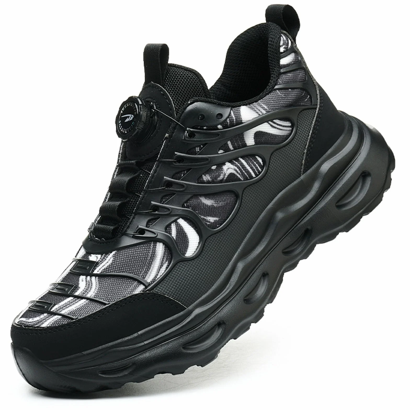 Nowe Męskie Buty Bezpieczeństwa S3 z Obrotowym Zapięciem – Lekkie, Antypoślizgowe, Ochrona przed Uderzeniami i Przebiciami Black 36
