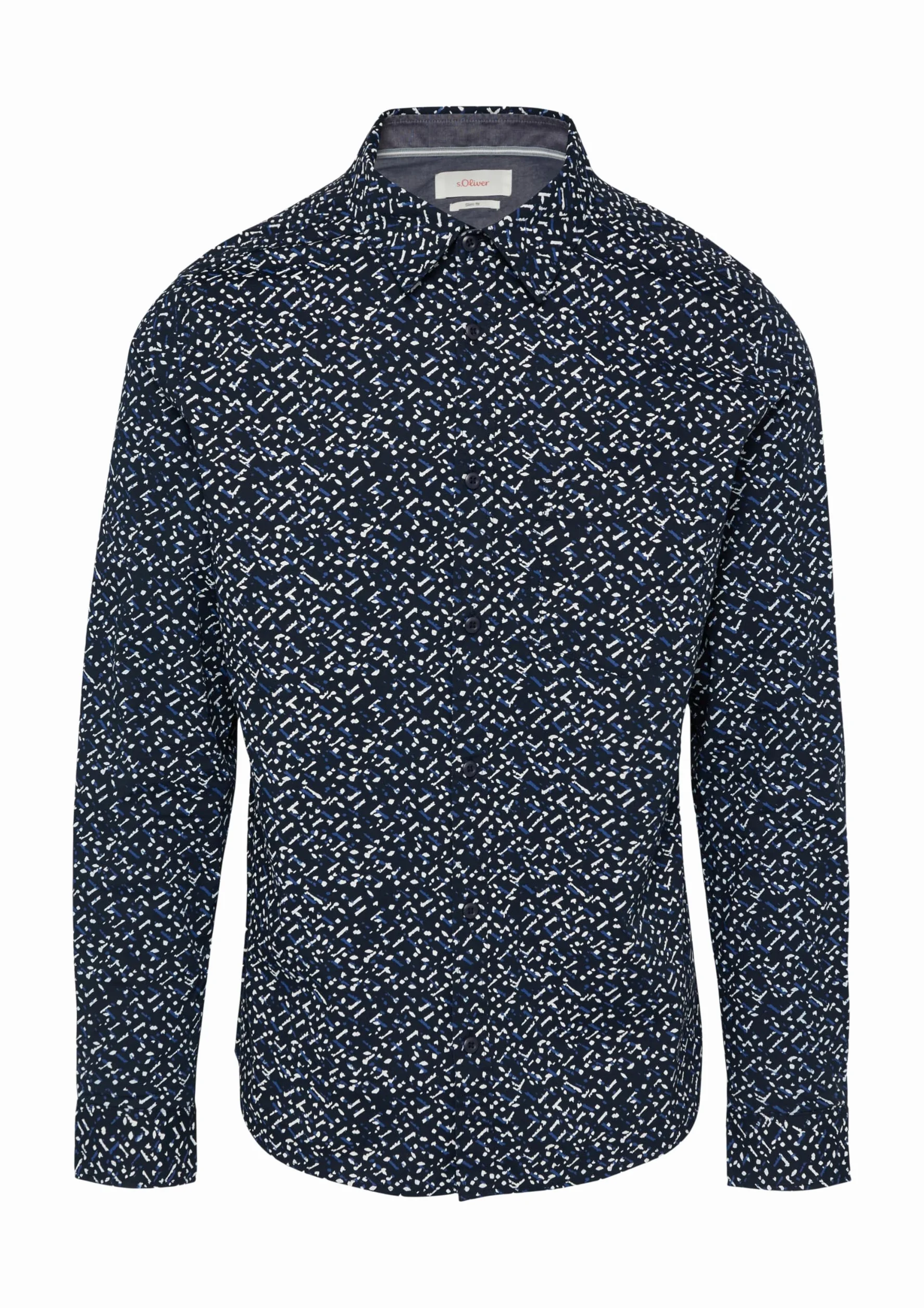 s.Oliver Slim Fit: Wzorzysta koszula z popeliny, 59A1_Navy, 3XL
