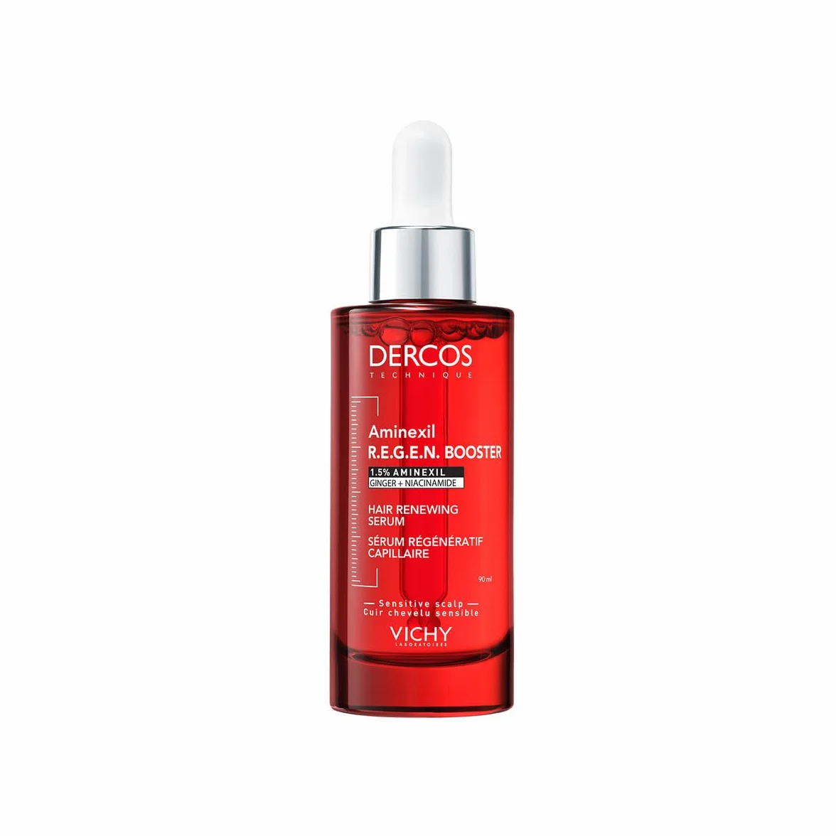 Vichy Dercos Serum R.E.G.E.N wzmacniacz regeneracyjny do włosów 90ml | Aminexil 1,5%, imbir + niacynamid, +14 000 włosów w 12 tygodni, bez parabenów