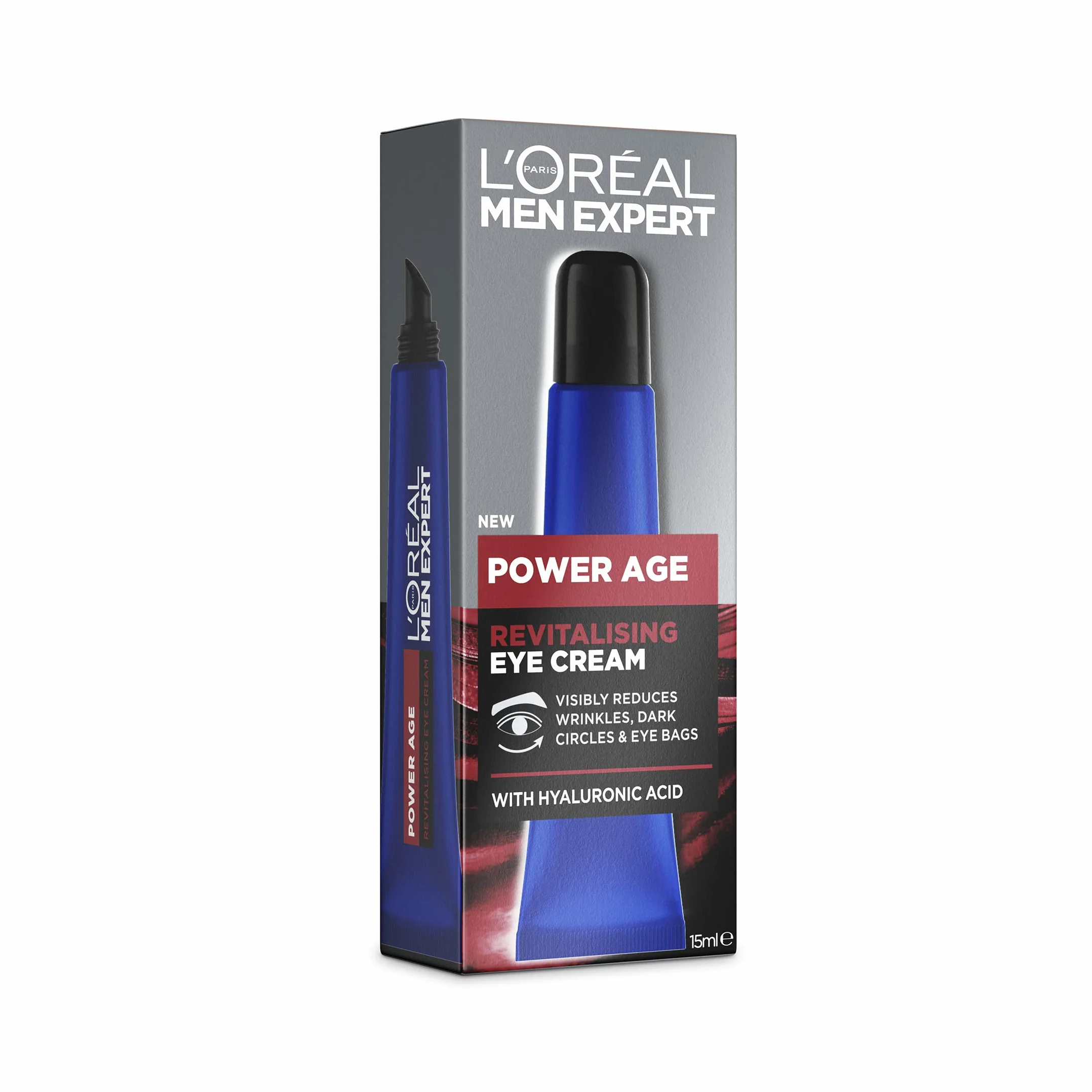 L'Oréal Men Expert Kontur Oczu Anti-Age, zwalcza wczesne oznaki starzenia się, kwasem hialuronowym, 15 ml
