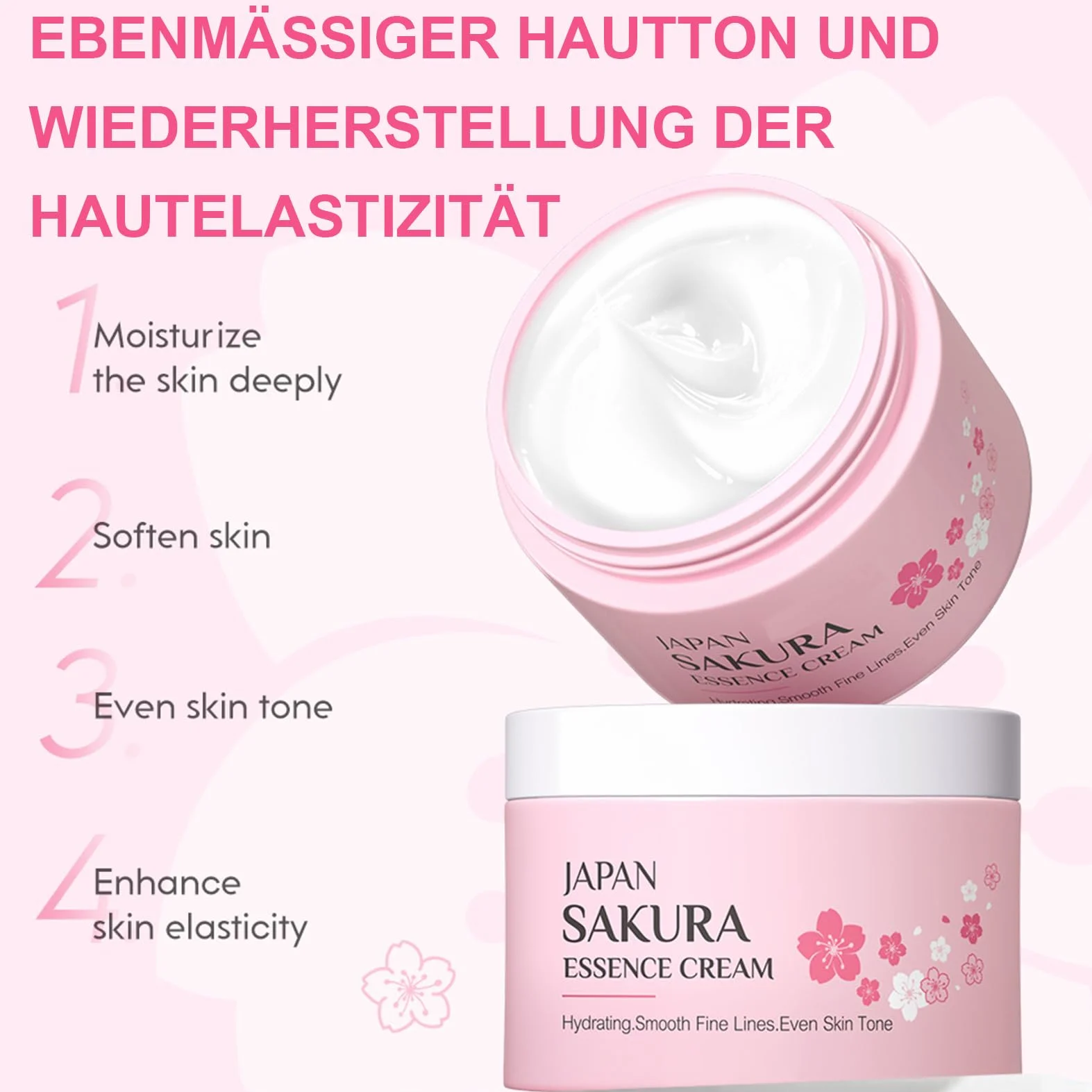 Japan Sakura zestaw do pielęgnacji skóry dla nastolatek i dziewcząt – Sakura Skin Care, zestaw do pielęgnacji twarzy, nawilżający zestaw upominkowy dla kobiet – z maską błotną, serum, kremem, kremem
