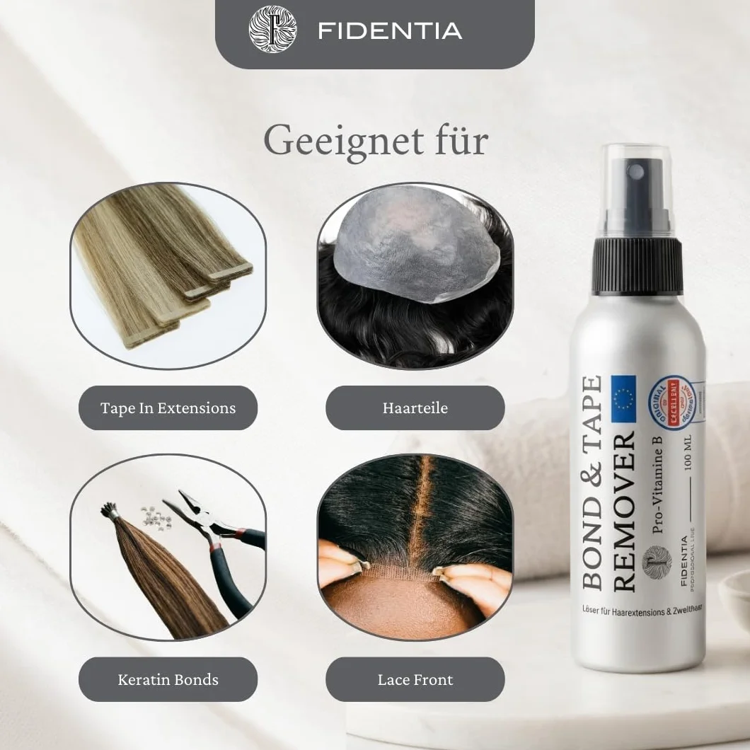 Fidentia Tape Remover | Rozpuszczalnik do kleju do włosów, przedłużania włosów, przedłużania taśmą i peruk, 100ml