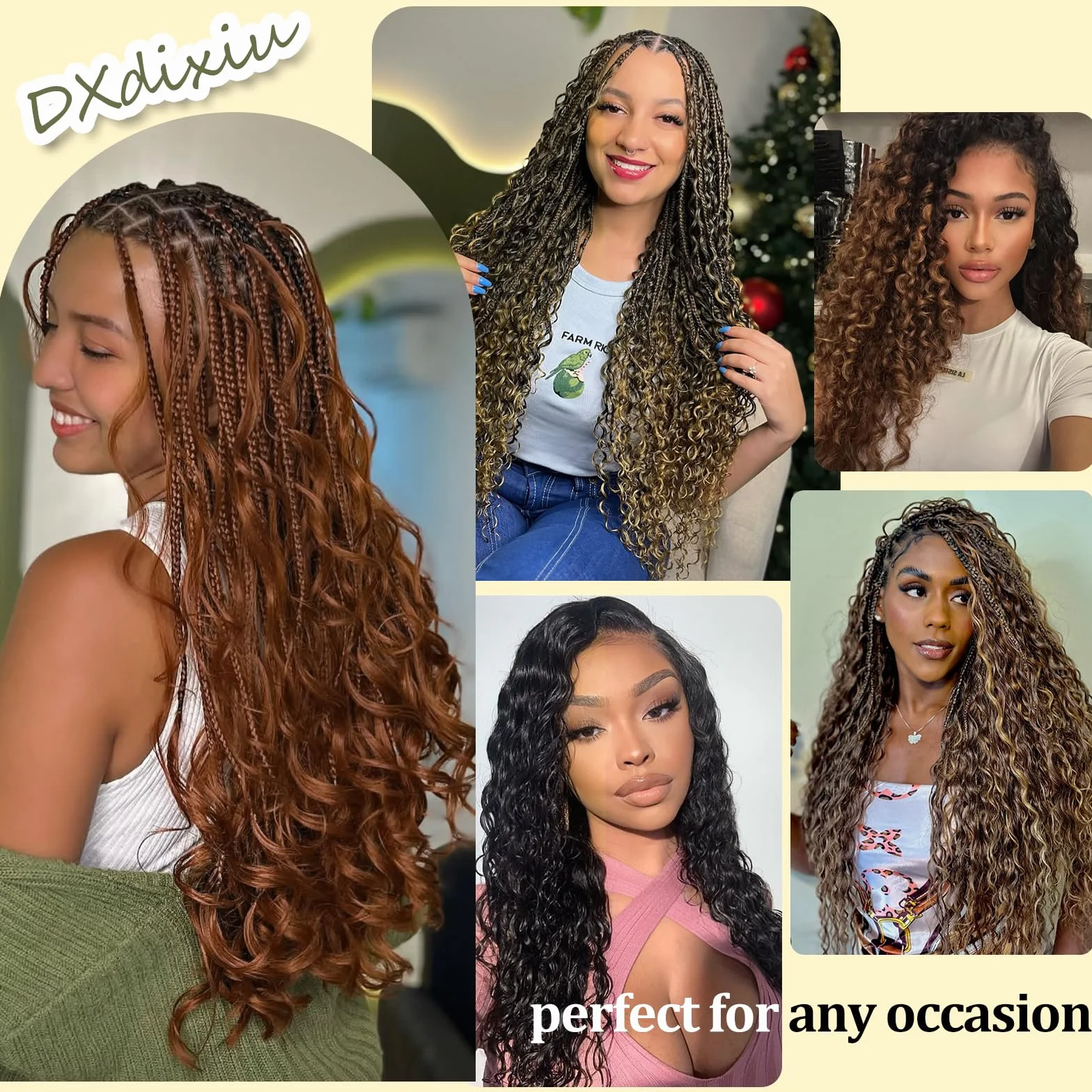 Długie kręcone włosy, Ocean Wave Crochet Hair - miękkie syntetyczne włosy, głębokie fale, skręcane włosy do przedłużania włosów w stylu boho (P4/30#, 45-3T)