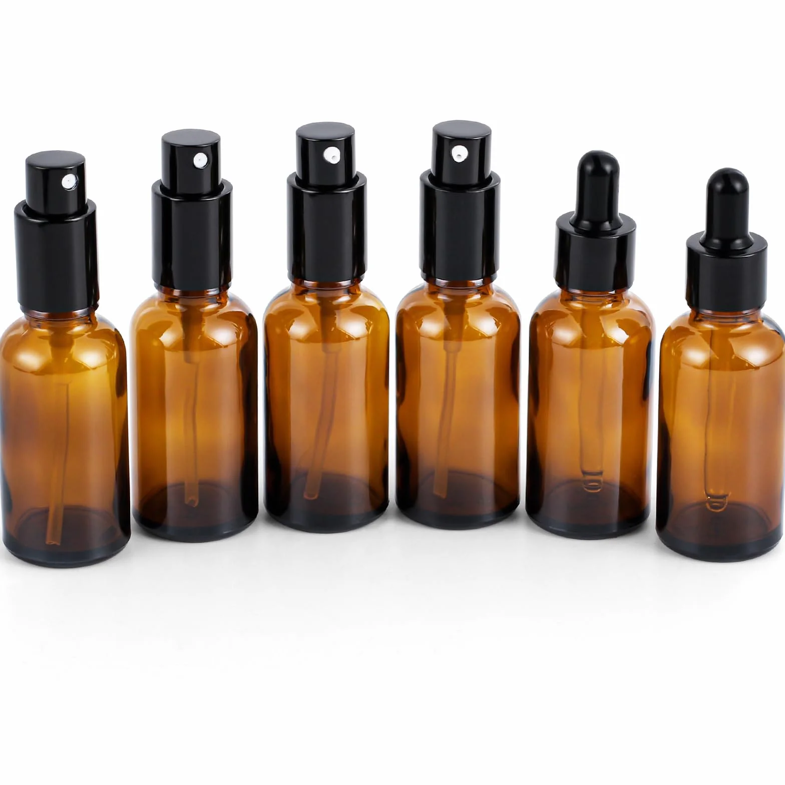 6 Sztuk 30ml Brązowa Szklana Butelka Zestawem Pipet, Ze Szklanym Spryskiwaczem, Butelką Balsamem, Butelką Kroplomierzem, Pipetą, Małym Lejkiem -Do Napełniania Produktów Do Pielęgnacji Skóry