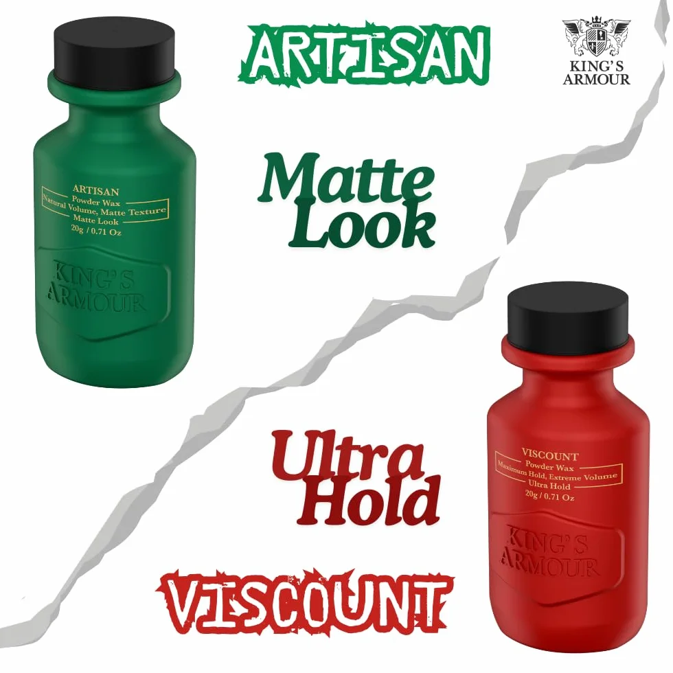 King’s Armour Artisan Wosk do stylizacji włosów 20 g – Matowy puder do włosów z naturalnym objętością, matowa faktura i natychmiastowe podniesienie korzeni, lekka przyczepność dla nowoczesnej
