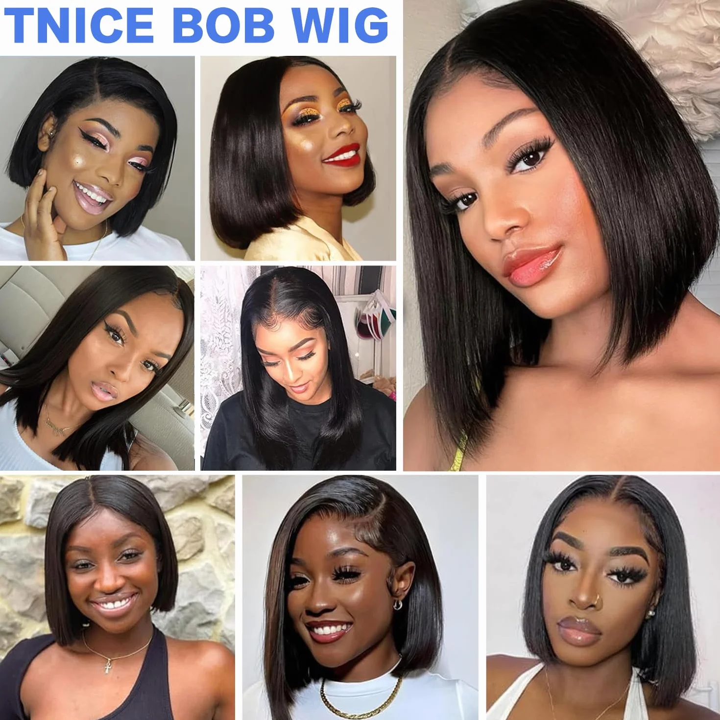 Peruka brazylijska włosy ludzkie 4x4 Lace Front Human Hair Wigs Straight Human Hair Bob Lace Front Wigs Brazilian Wig 180% Density Short Bob Wig for Black Women Natural Colour (8 inch)