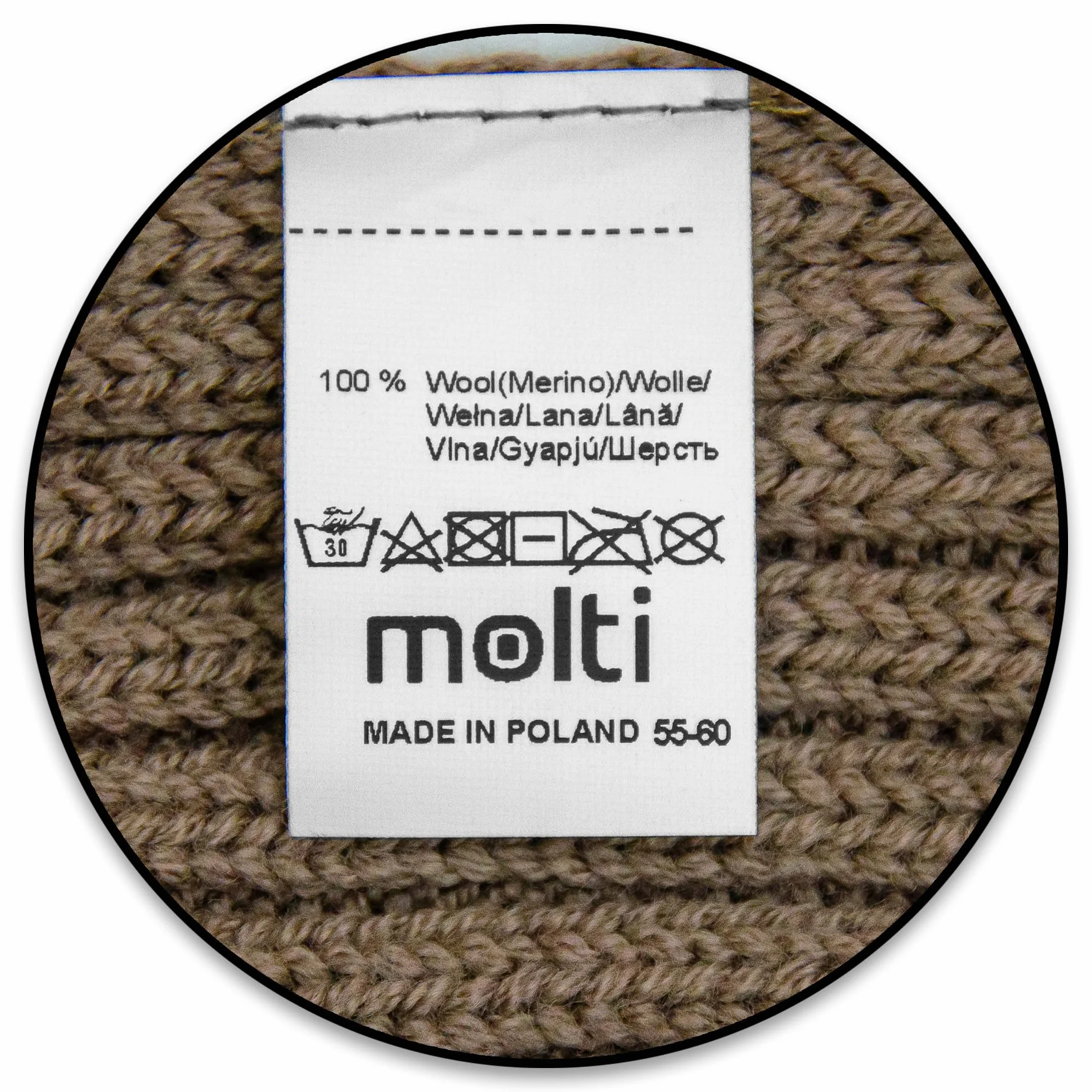 molti Damska zimowa opaska na czoło ze 100% wełny merynosów, opaska na włosy, 55-60 cm, ciepła, miękka, elastyczna, modna alternatywa dla czapki, prążkowana dzianina (Mokka)