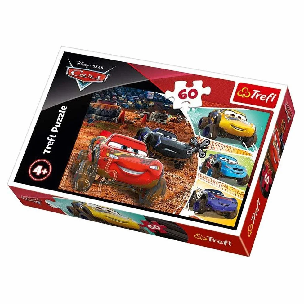 Trefl Zygzak McQueen z przyjaciółmi Puzzle 60 Elementów Cars 3 o Wysokiej Jakości Nadruku dla Dzieci od 4 lat