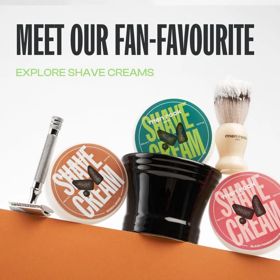 Men Rock Sicilian Lime Shave Cream for a Classy Wet Shaving Experience, Deeply Hydrates and Nourishes Skin, Zesty Sicilian Lime and Spicy Black Pepper Fragrance 100ml