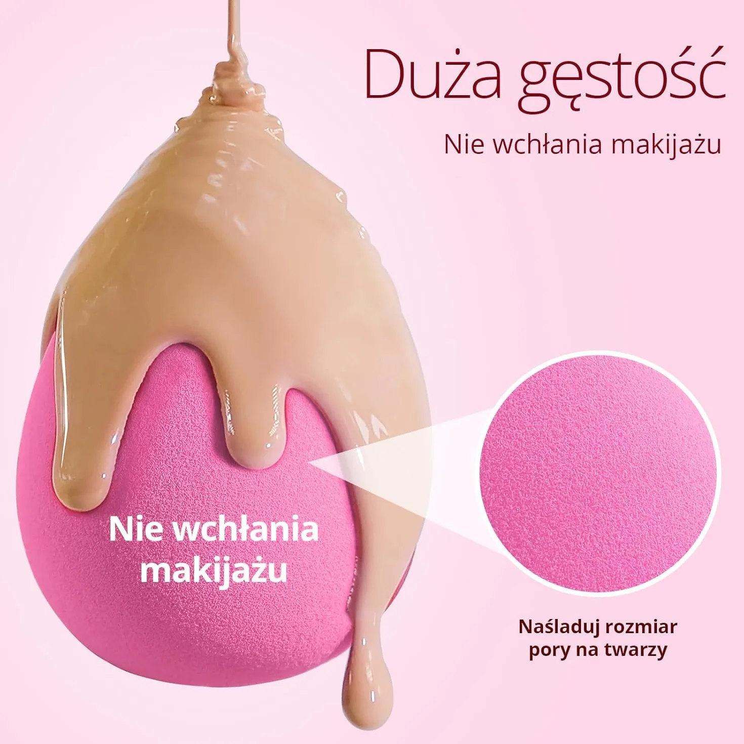 BEAKEY 6-częściowy zestaw gąbek do makijażu, różowa gąbka do podkładu