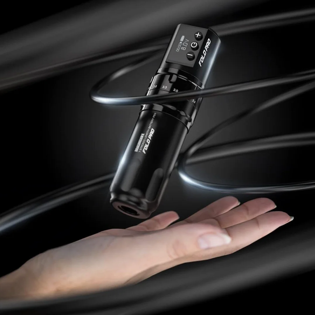 Dragonhawk Fold Pro Wireless Tattoo Machine Pen with 7 Strokes Length 2.4-4.2mm, 1500mAh Battery for Professional Tattoo Artists