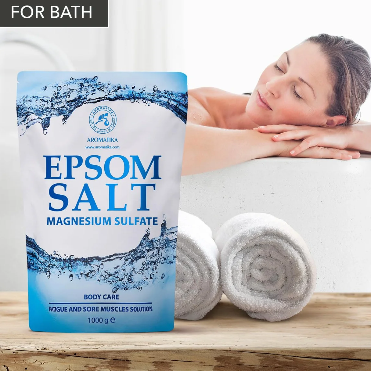 Epsom Bath Salts 1kg - Sól do Kąpieli Epsom 1000g - Czysta i Naturalna sól Epsom - Skoncentrowany Siarczan Magnezu - Koi i Lagodzi Zmęczenie - Relaks - Pielęgnacja Ciała